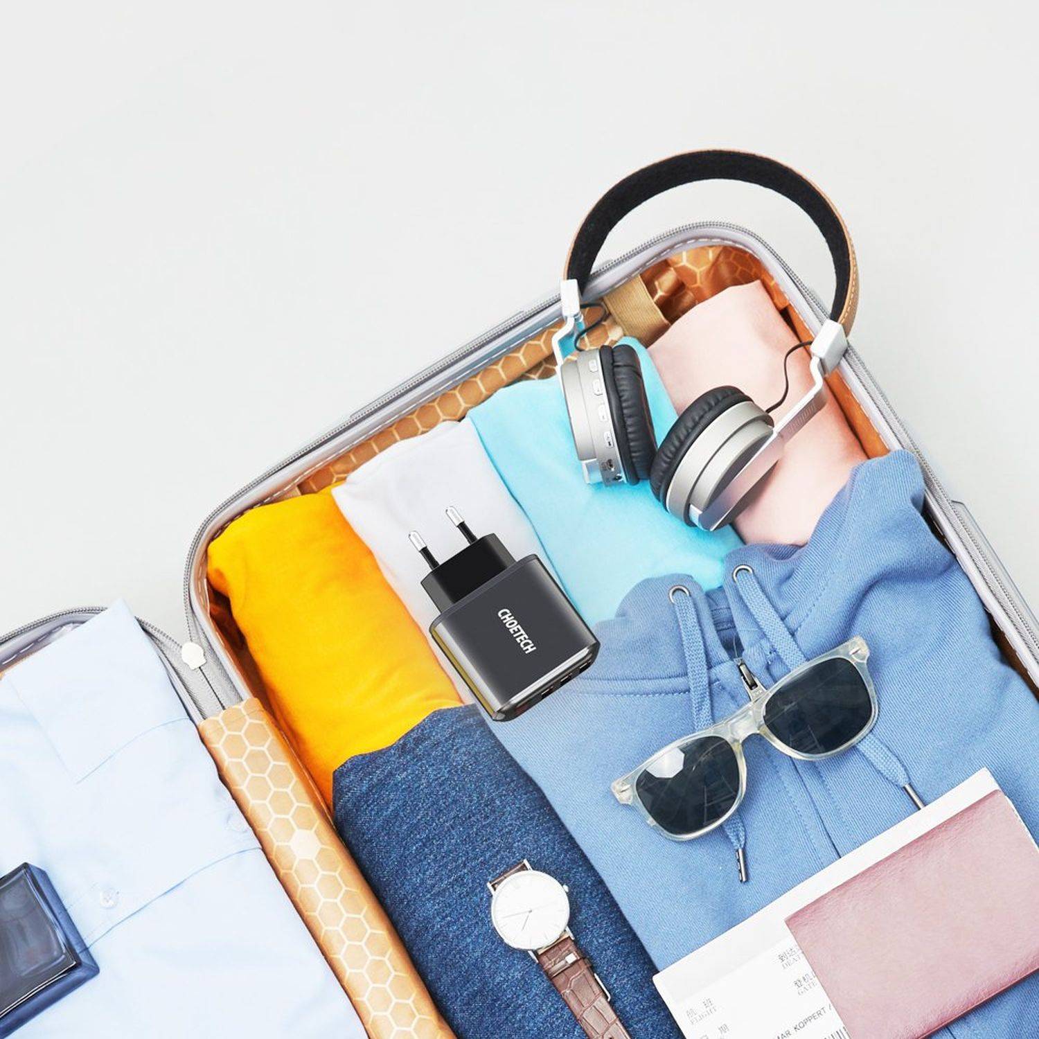 Choetech Ladegerät 3x USB 3.4A Kompaktes Schnellladegerät Schwarz (Q5009-EU)