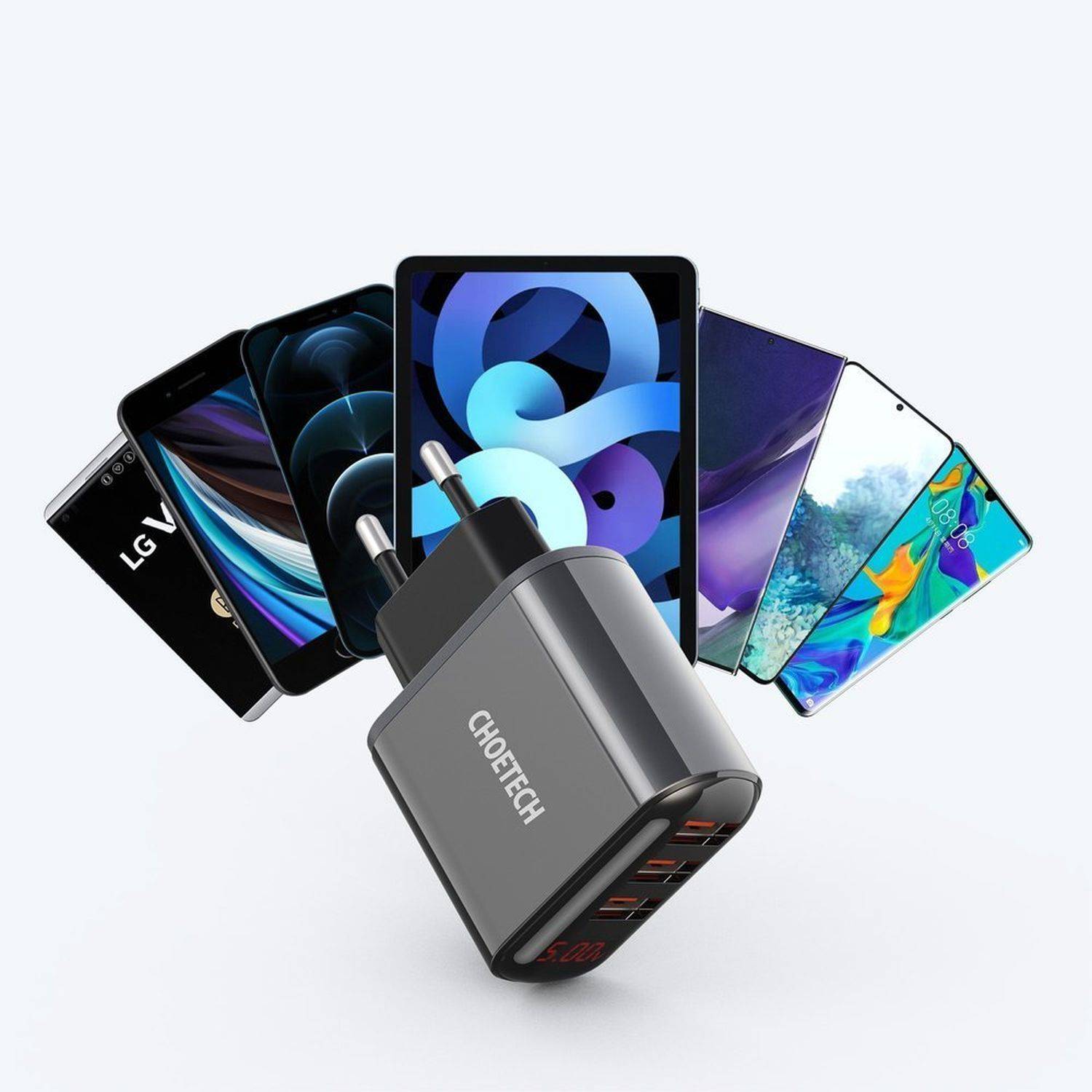 Choetech Ladegerät 3x USB 3.4A Kompaktes Schnellladegerät Schwarz (Q5009-EU)