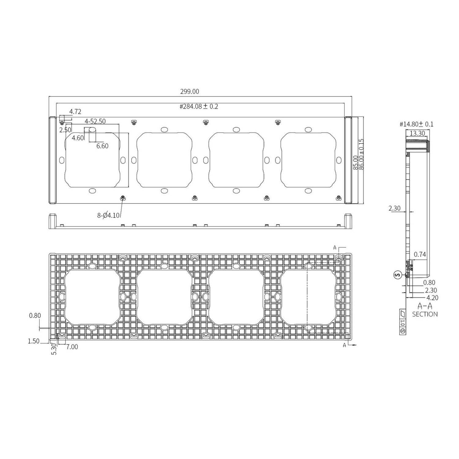 Sonoff Vierfach-Montagerahmen zur Installation von M5-80-Wandschaltern Schwarz