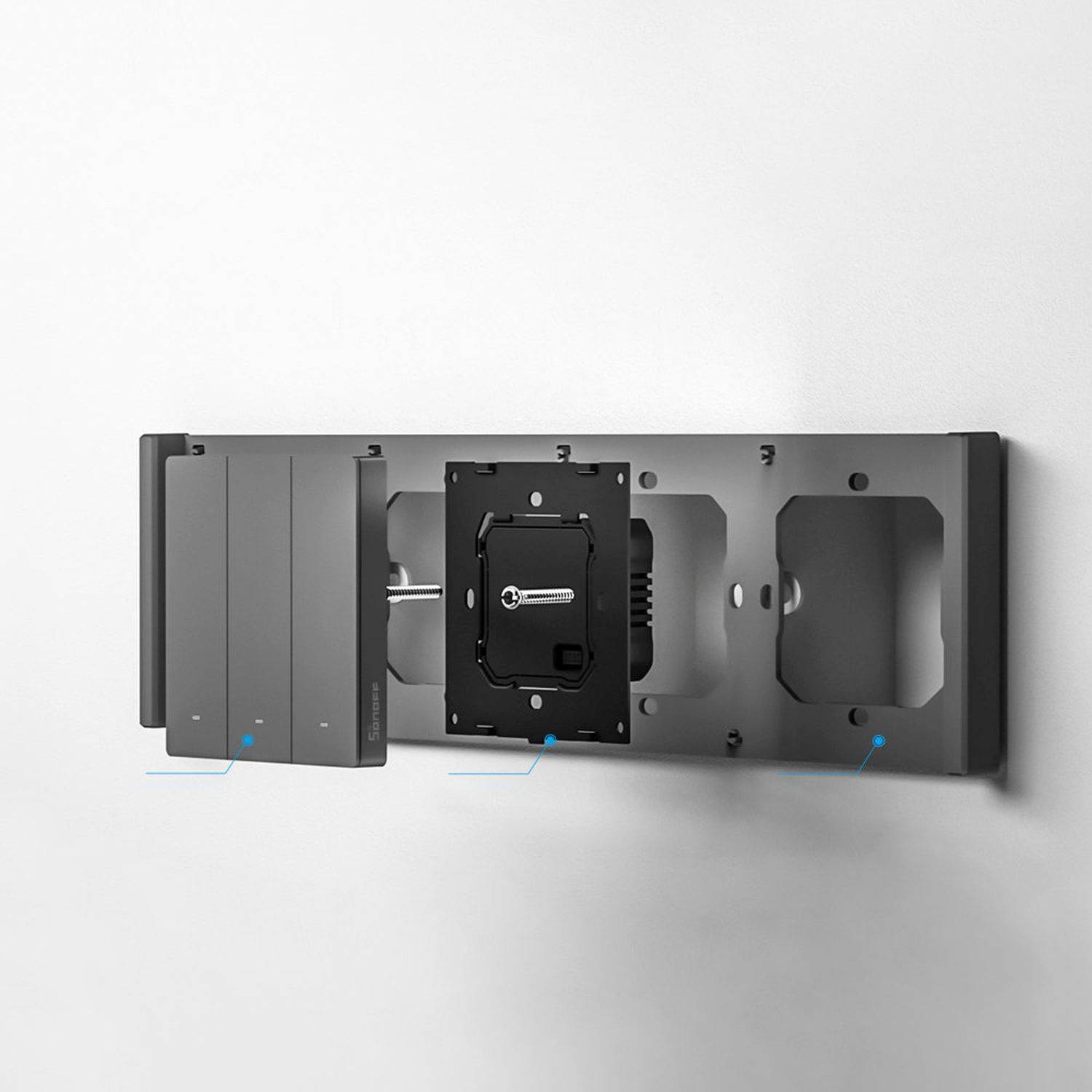 Sonoff Vierfach-Montagerahmen zur Installation von M5-80-Wandschaltern Schwarz