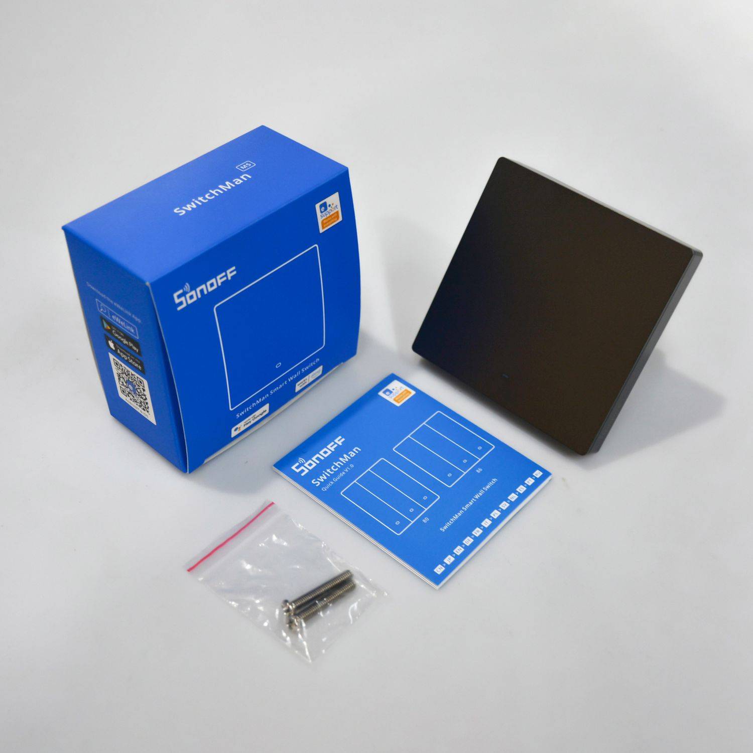 Sonoff Smart 1-Kanal WLAN Wandschalter intelligenter Wandschalter mit 2 Kanälen Schwarz (M5-1C-86)