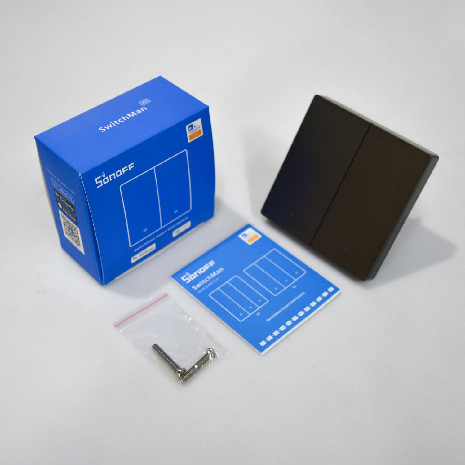 Sonoff Smart 2-Kanal WLAN Wandschalter intelligenter Wandschalter mit 2 Kanälen Schwarz (M5-2C-86)