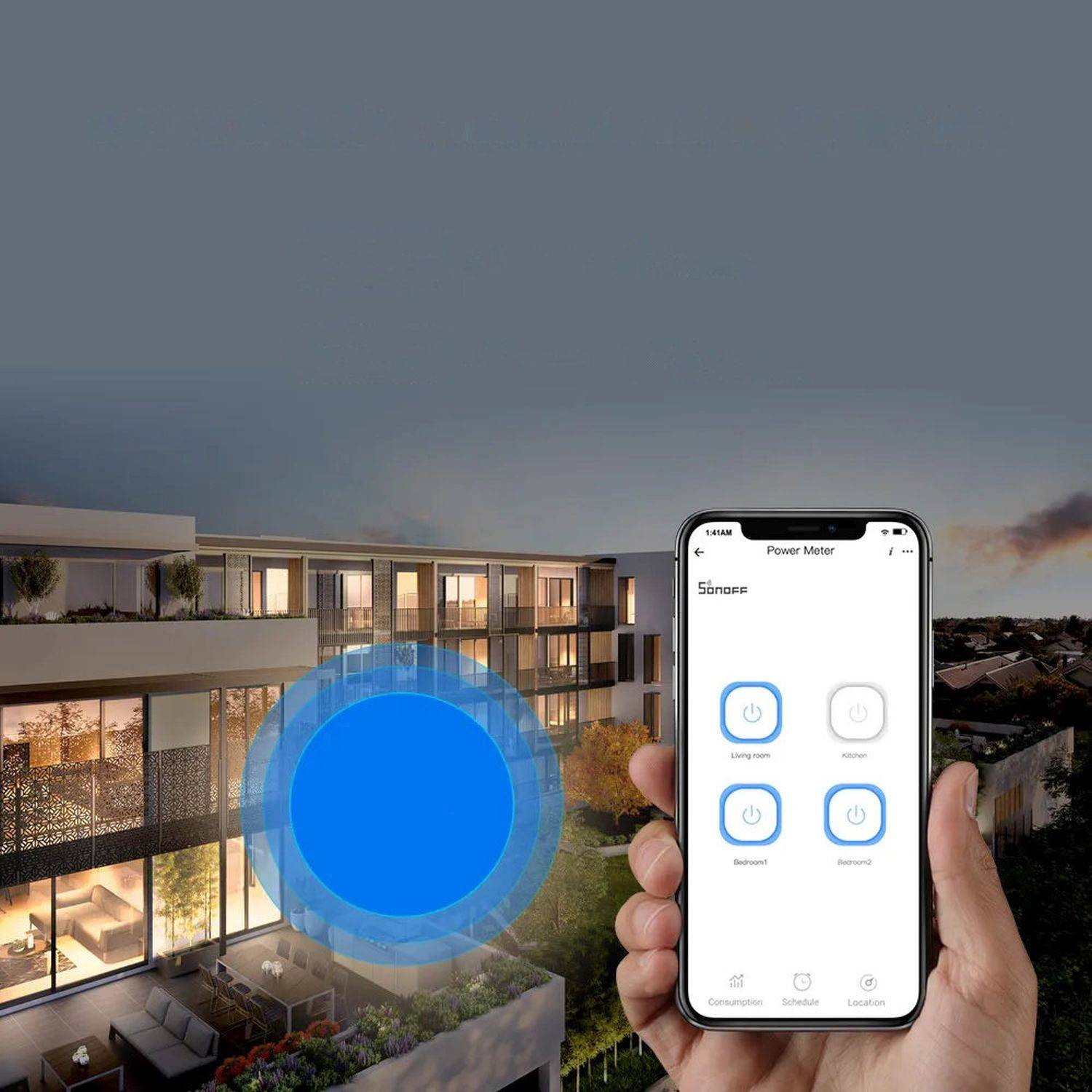Sonoff SPM-4Relay Smart Switch Wi-Fi / Ethernet-Leistungsmesser stapelbarer Leistungsmesser Weiß