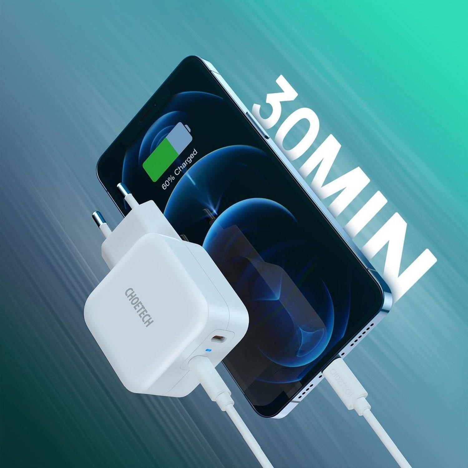 Choetech Schnellladegerät 2x USB Typ C Power Delivery 40W 3A Weiß (PD6009-EU)