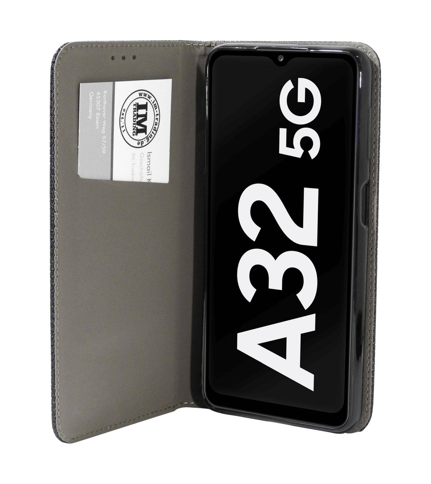 Buch Tasche "Smart" für SAMSUNG GALAXY A04s Handy Hülle Etui Schutzhülle mit Standfunktion, Kartenfach Schwarz