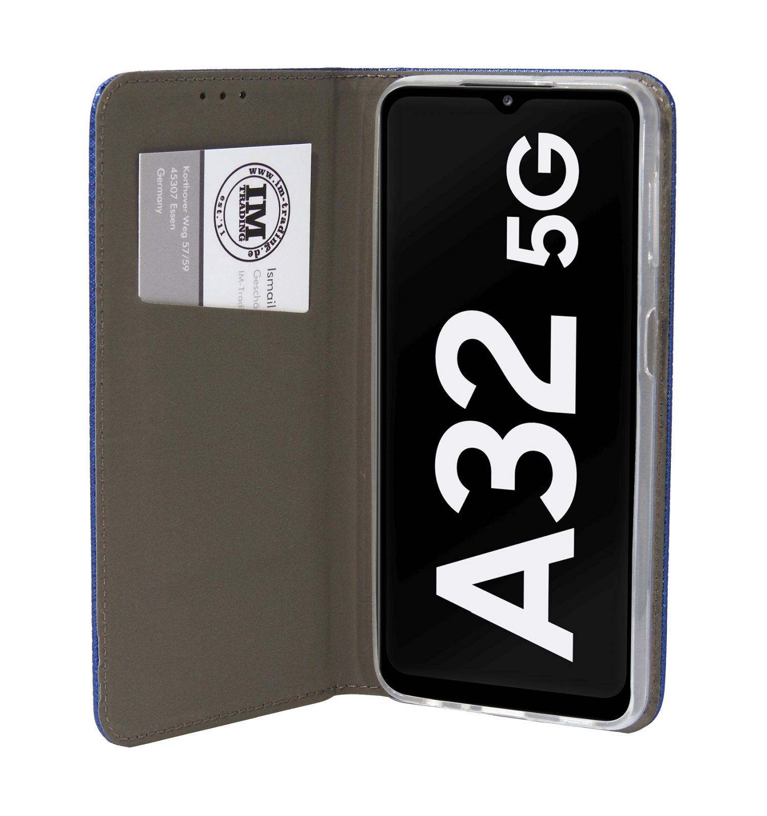 Buch Tasche "Smart" für SAMSUNG GALAXY A04s Handy Hülle Etui Brieftasche Schutzhülle mit Standfunktion, Kartenfach Blau