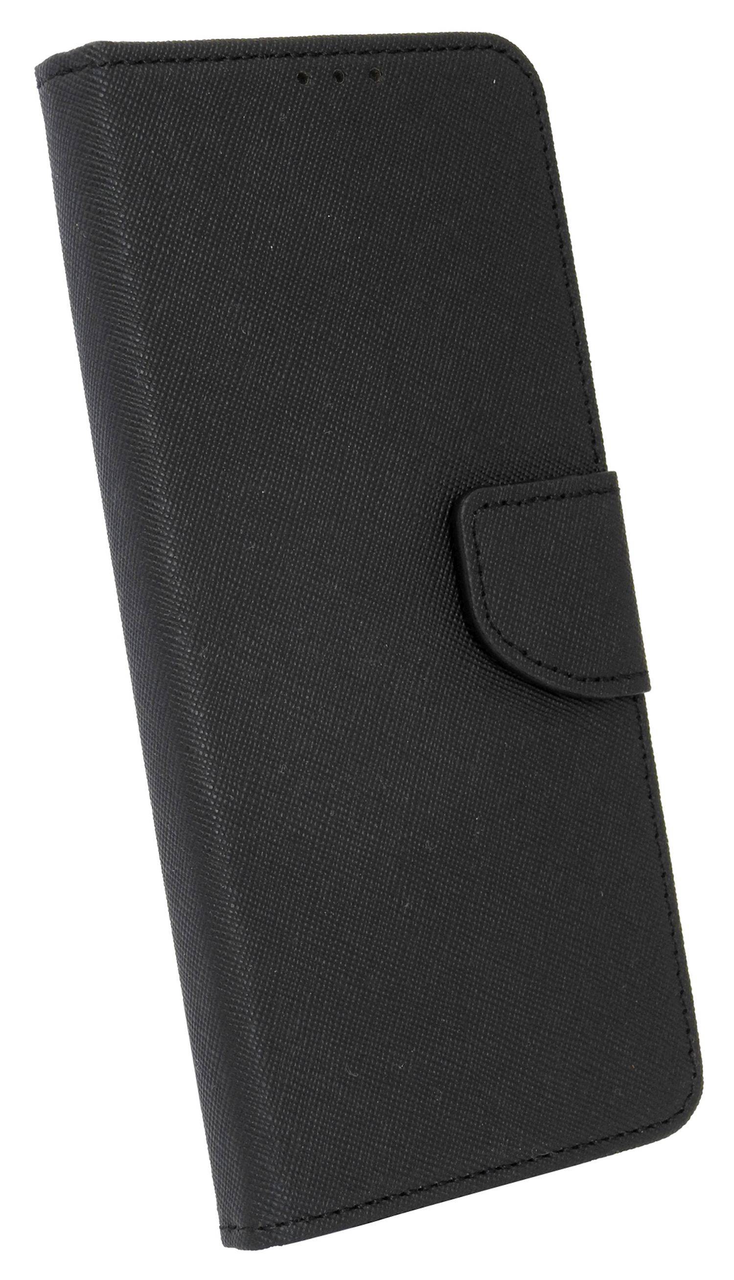 Buch Tasche "Fancy" für Samsung Galaxy A04s Handy Hülle Etui Schutzhülle mit Standfunktion, Kartenfach Schwarz