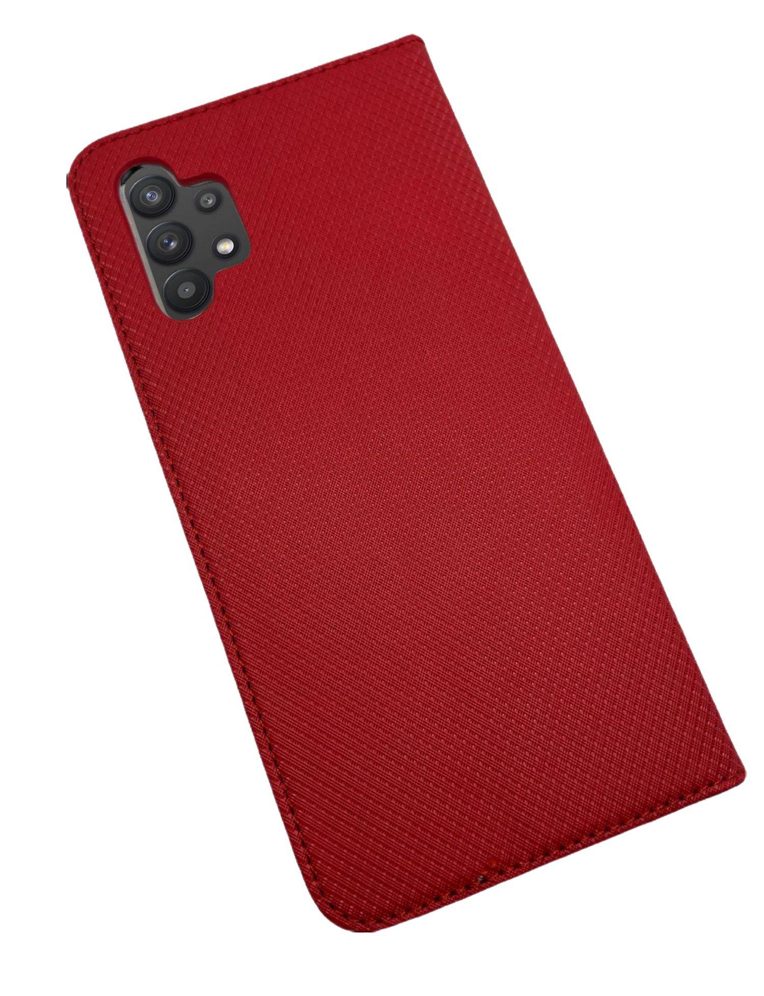 Buch Tasche "Smart" für SAMSUNG GALAXY A04s Handy Hülle Etui Brieftasche Schutzhülle mit Standfunktion, Kartenfach Rot