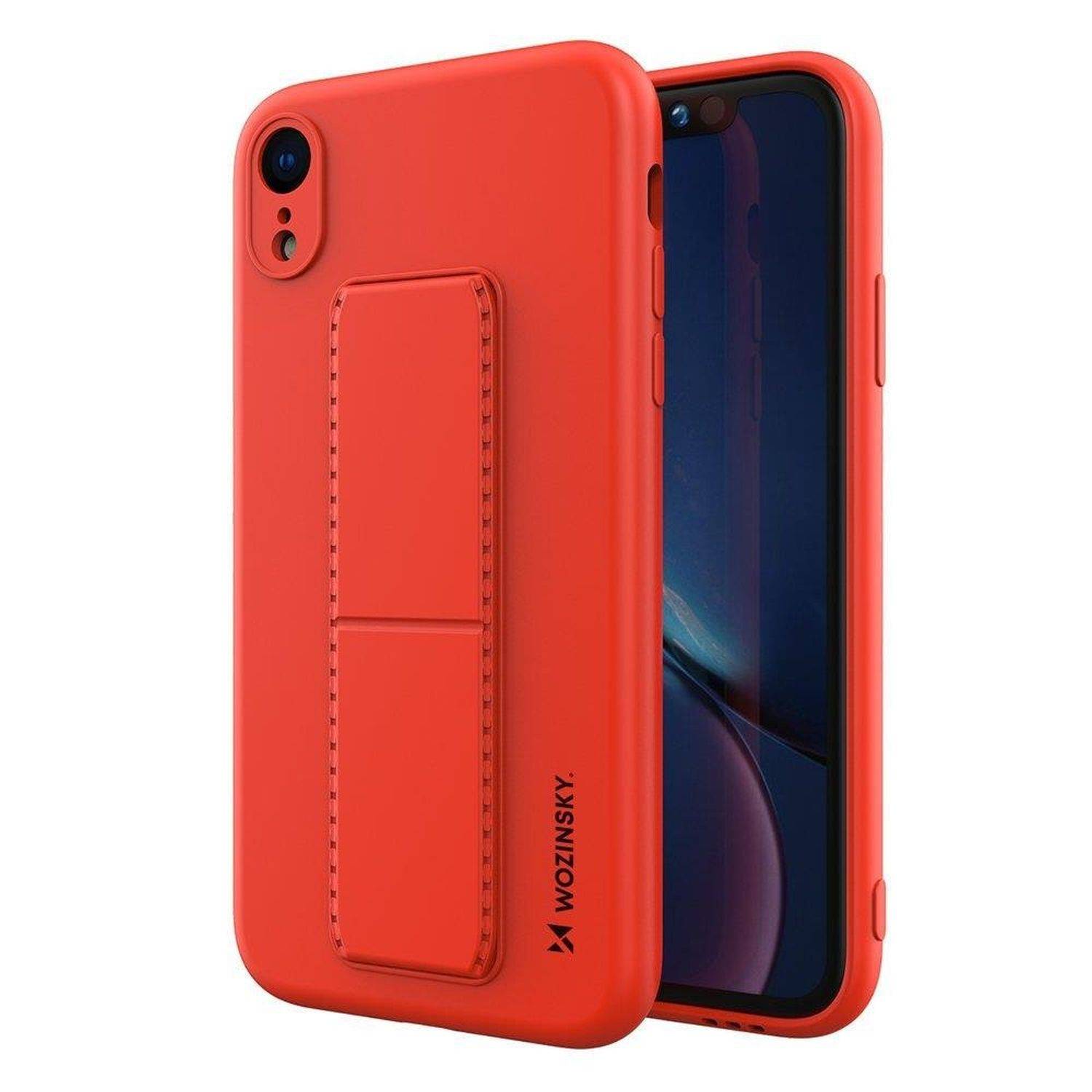 Kickstand Bumper aufstellbar Silikon Hard Case mit integriertem Magneten kompatibel mit Samsung Galaxy A04s Rot