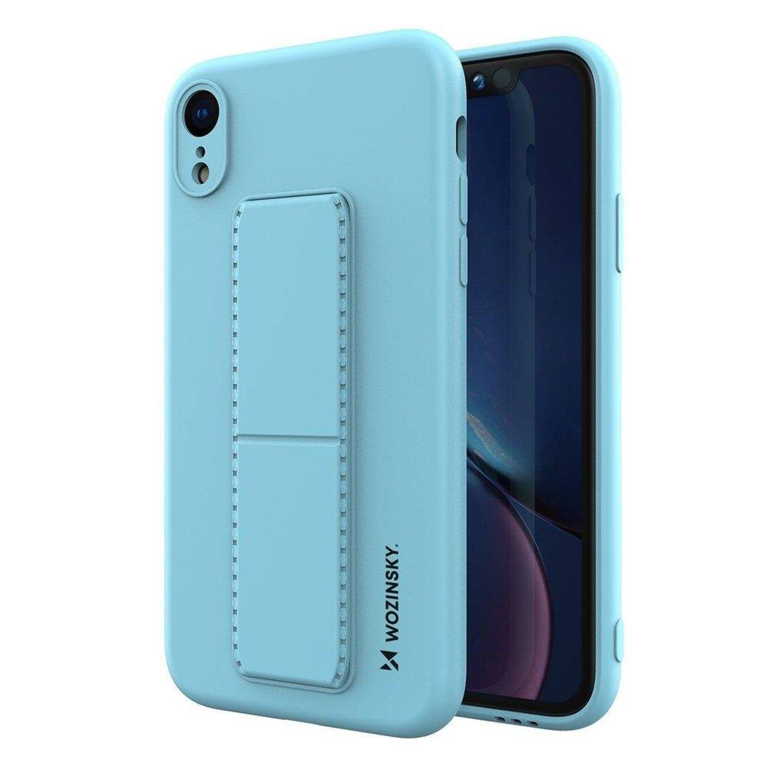 Kickstand Bumper aufstellbar Silikon Hard Case mit integriertem Magneten kompatibel mit Samsung Galaxy A04s Sky Blau