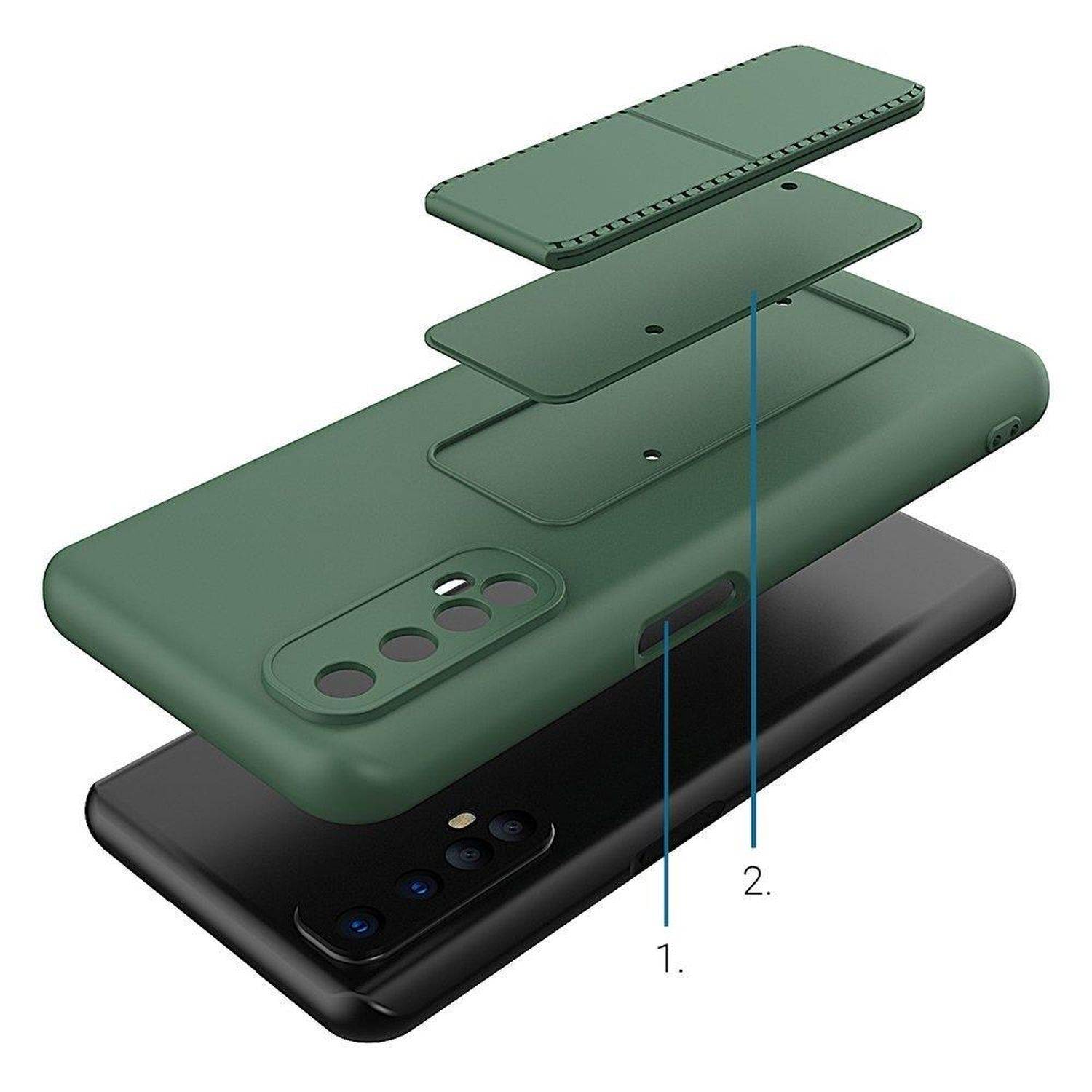 Kickstand Bumper aufstellbar Silikon Hard Case mit integriertem Magneten kompatibel mit Samsung Galaxy A04s Gelb