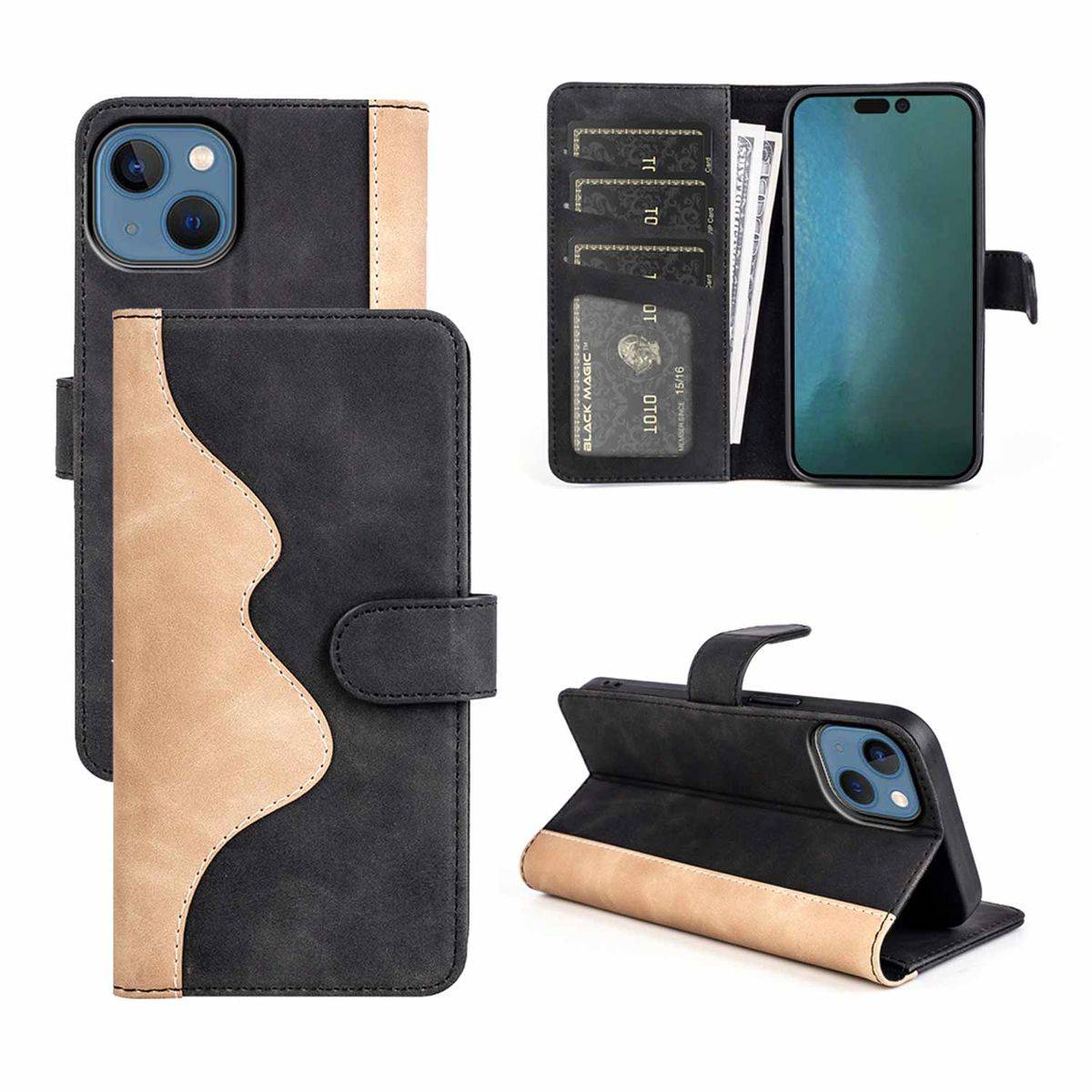 Für Apple iPhone 14 Design Handy Tasche Wallet Premium Schwarz Schutz Hülle Case Cover Etuis Neu Zubehör