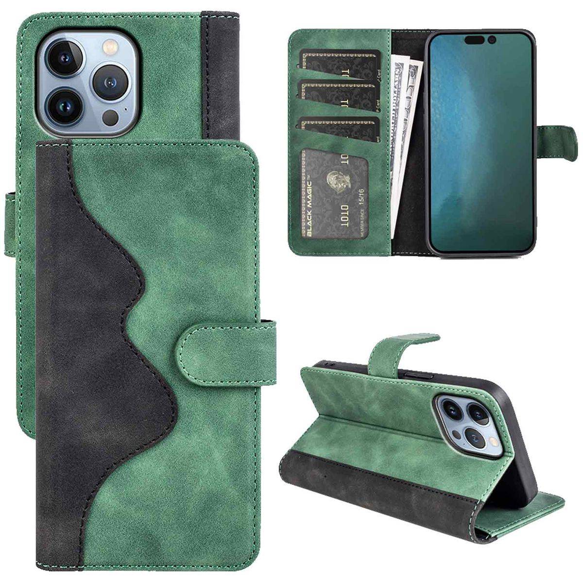Für Apple iPhone 14 Pro Max Design Handy Tasche Wallet Premium Grün Schutz Hülle Case Cover Etuis Neu Zubehör