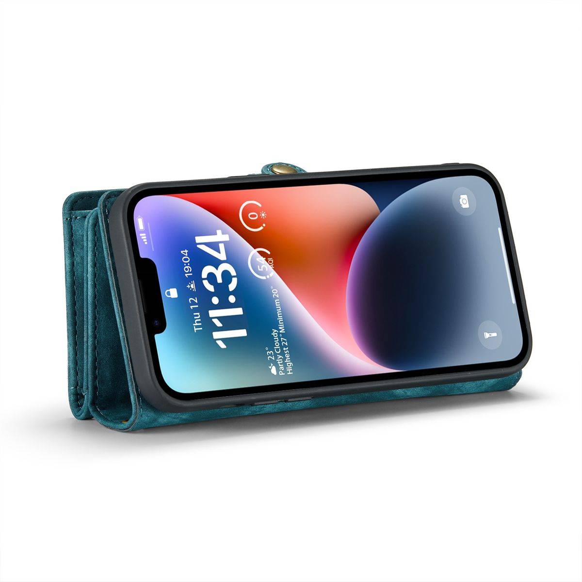 Für Apple iPhone 14 CaseMe Handy Tasche Kunstleder Hülle Etuis Schwarz + Reißverschluss