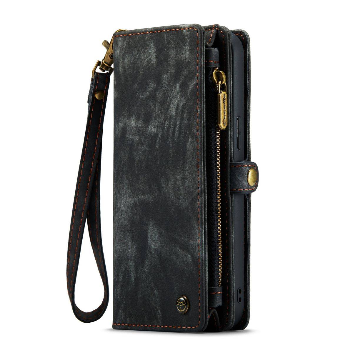 Für Apple iPhone 14 Plus CaseMe Handy Tasche Kunstleder Hülle Etuis Schwarz + Reißverschluss