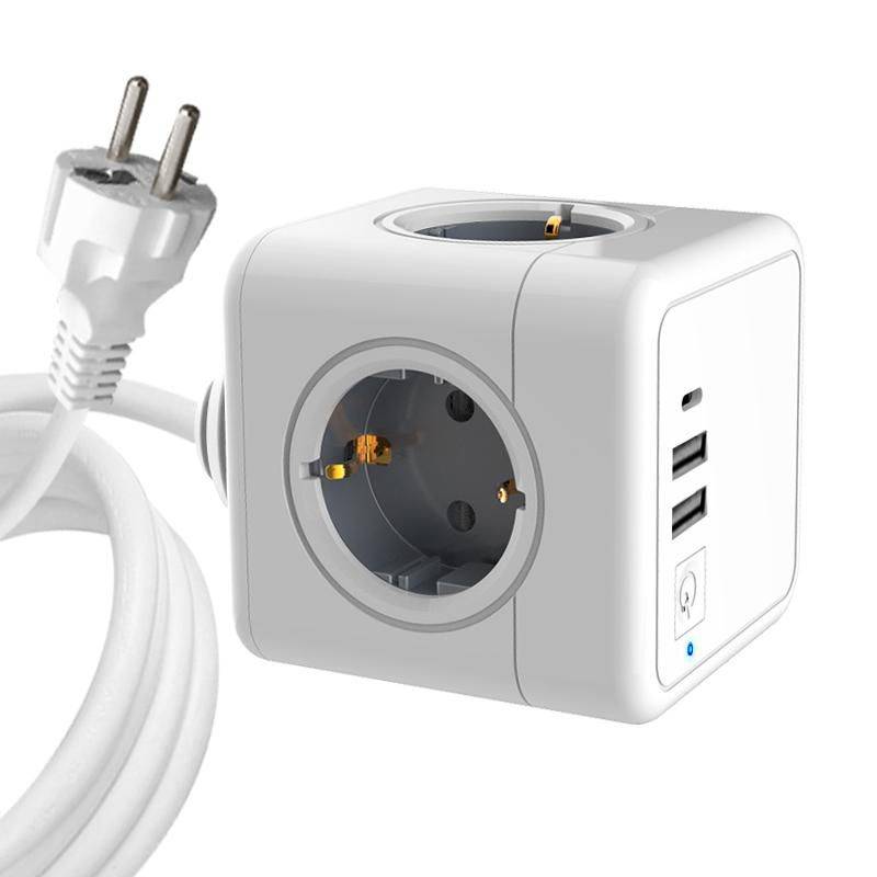 PowerCube 4 Schuko-Steckdosen 2 USB-A-Anschlüsse 1 USB-C-Anschluss