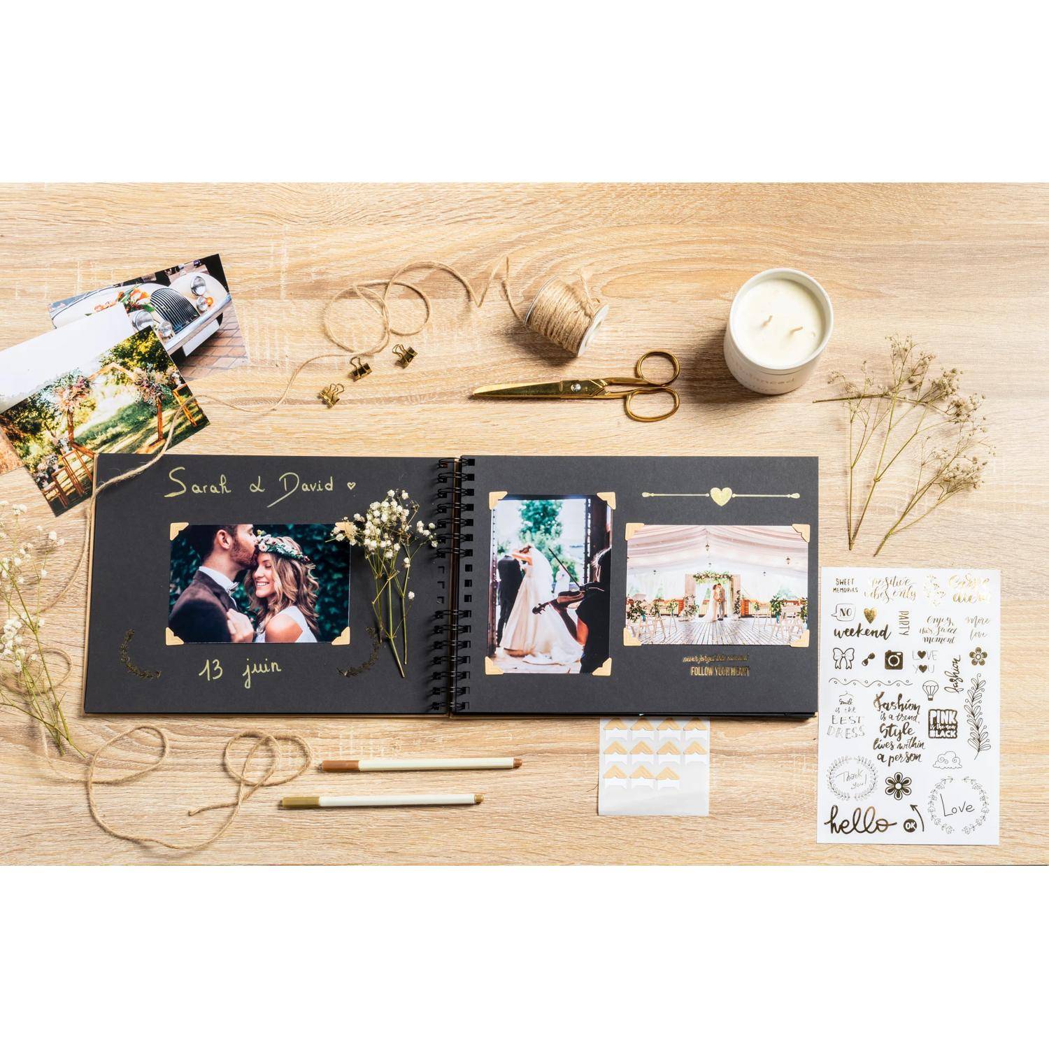 Exacompta Set Scrapbooking mit Fotoalbum 32x22 cm, SCRAP ADDICT, Schwarz, 16801E