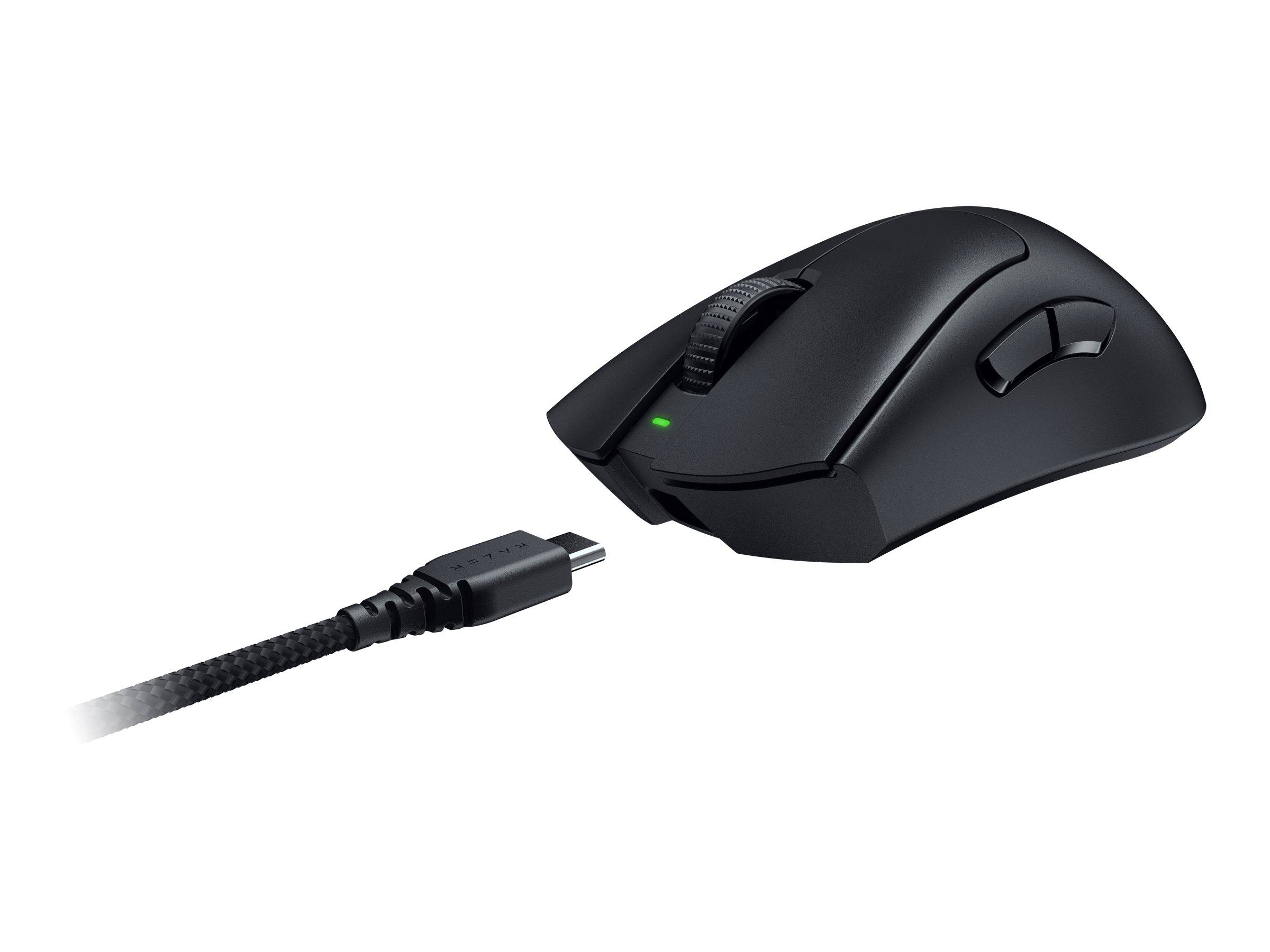 Razer DeathAdder V3 Pro - Maus - Smooth-Touch, 8000 Hz - ergonomisch - Für Rechtshänder - optisch - 5 Tasten - kabellos,