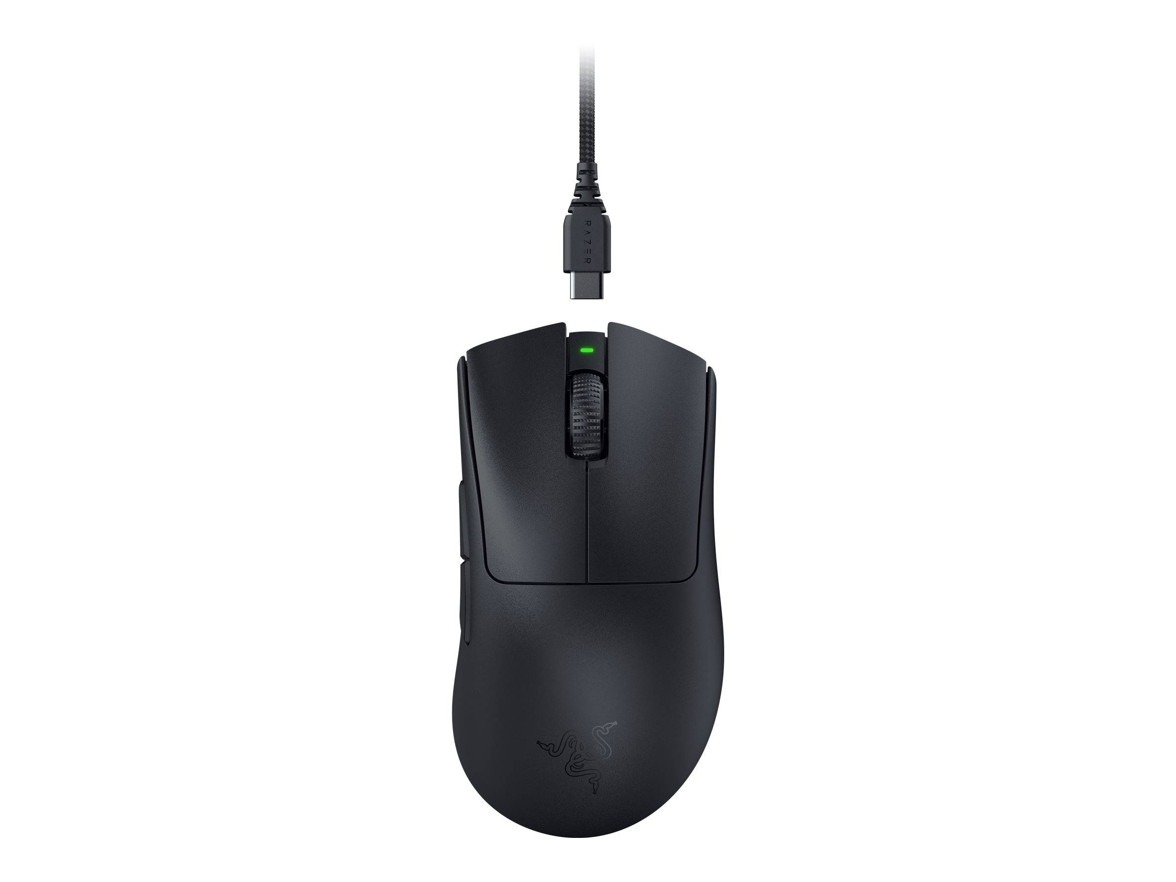 Razer DeathAdder V3 Pro - Maus - Smooth-Touch, 8000 Hz - ergonomisch - Für Rechtshänder - optisch - 5 Tasten - kabellos,