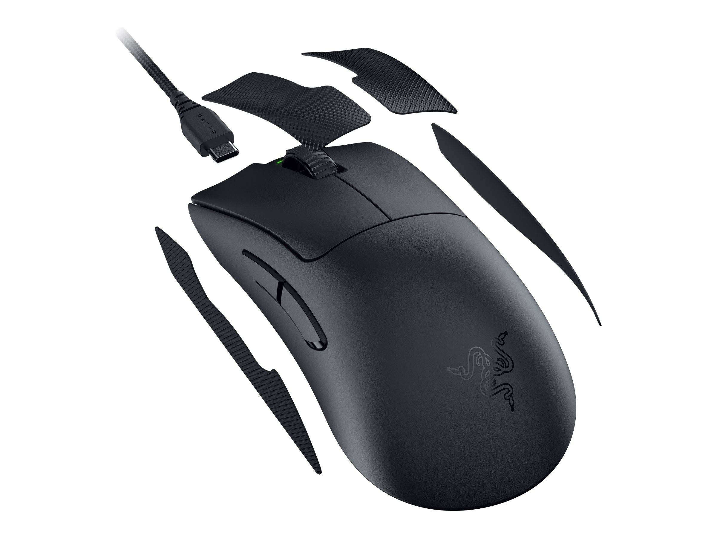 Razer DeathAdder V3 Pro - Maus - Smooth-Touch, 8000 Hz - ergonomisch - Für Rechtshänder - optisch - 5 Tasten - kabellos,