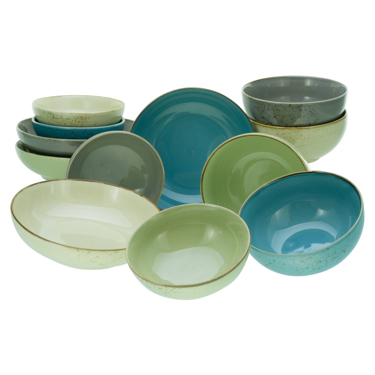 CreaTable 23412 Nature Collection Schüssel Bowl Set, mehrfarbig, 12-teilig (1 Set)
