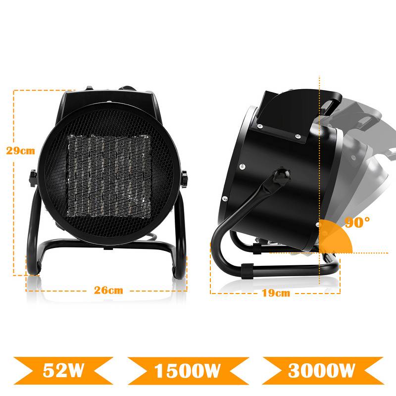 Heizlüfter Elektrische Heizgebläse 3000W Heizgerät Elektroheizer Heizer Heizung