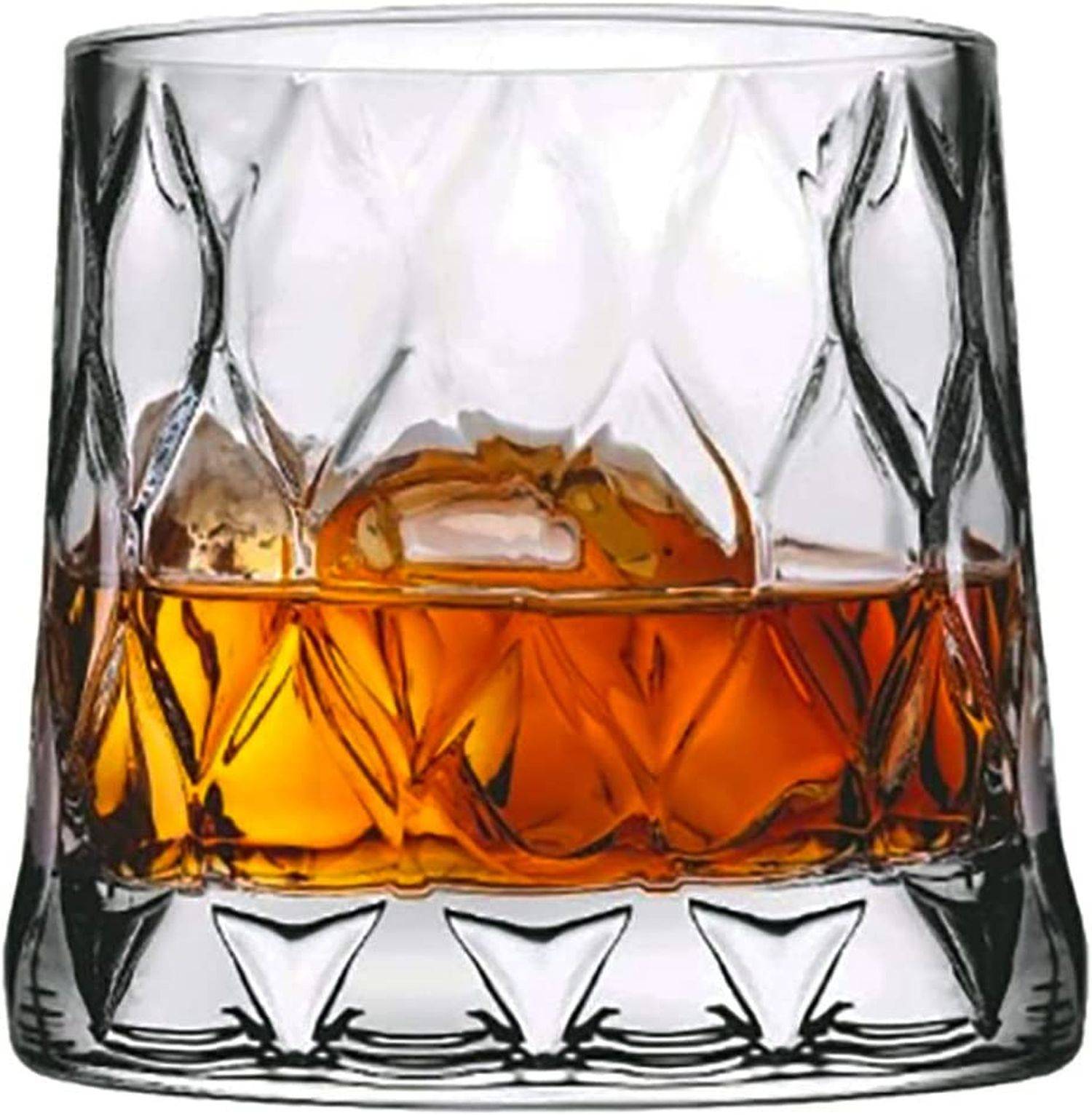 Pasabahce 4er-Set Leafy Old Fashioned Special Design Premium Whiskyglas mit schwerem Boden, 300 ml