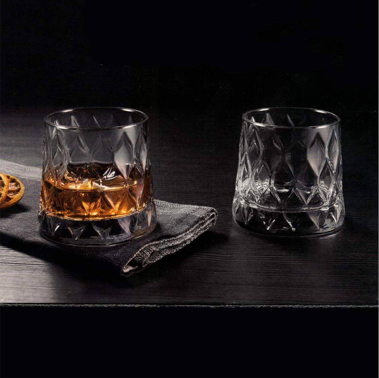 Pasabahce 4er-Set Leafy Old Fashioned Special Design Premium Whiskyglas mit schwerem Boden, 300 ml
