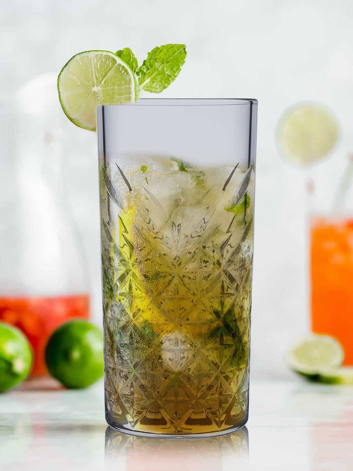Pasabahce Timeless Trinkgläser Set, Glas grau, Set aus 4 Longdrinkgläsern, für ein 4 Pers. Gedeck, edle Kristall Optik