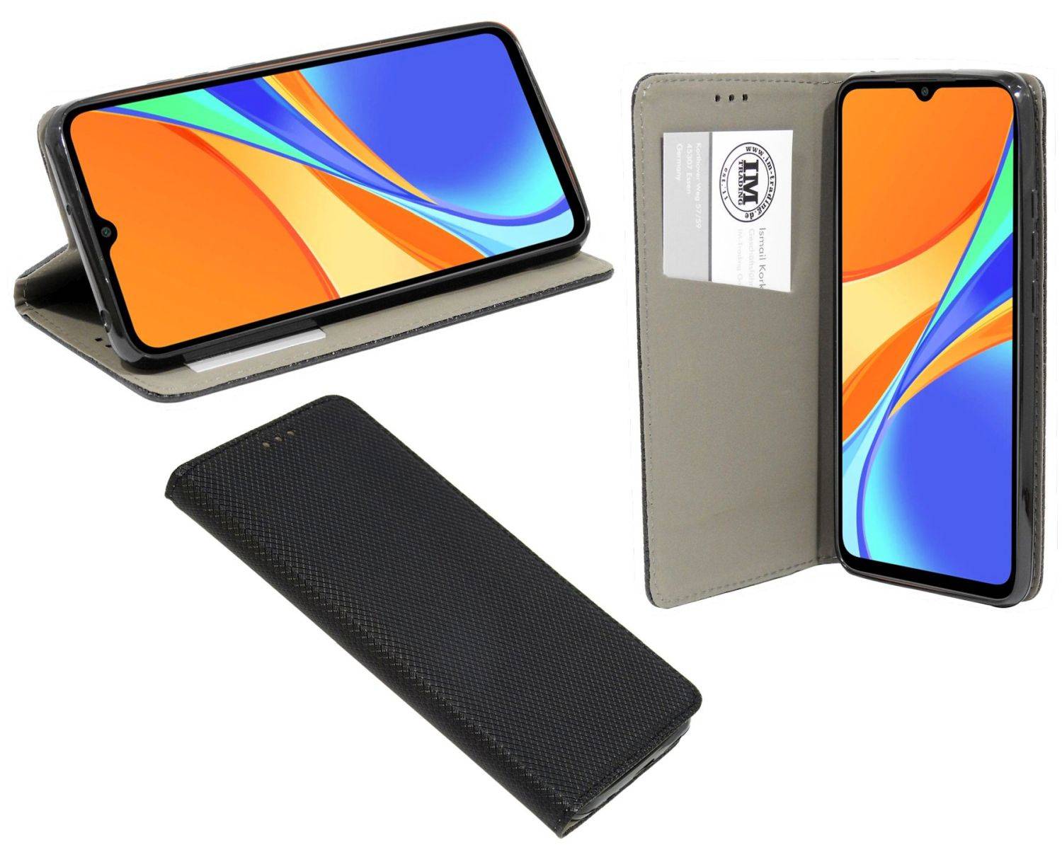 Buch Tasche "Smart" für XIAOMI REDMI 10A 4G Handy Hülle Brieftasche Schutzhülle mit Standfunktion, Kartenfach Schwarz