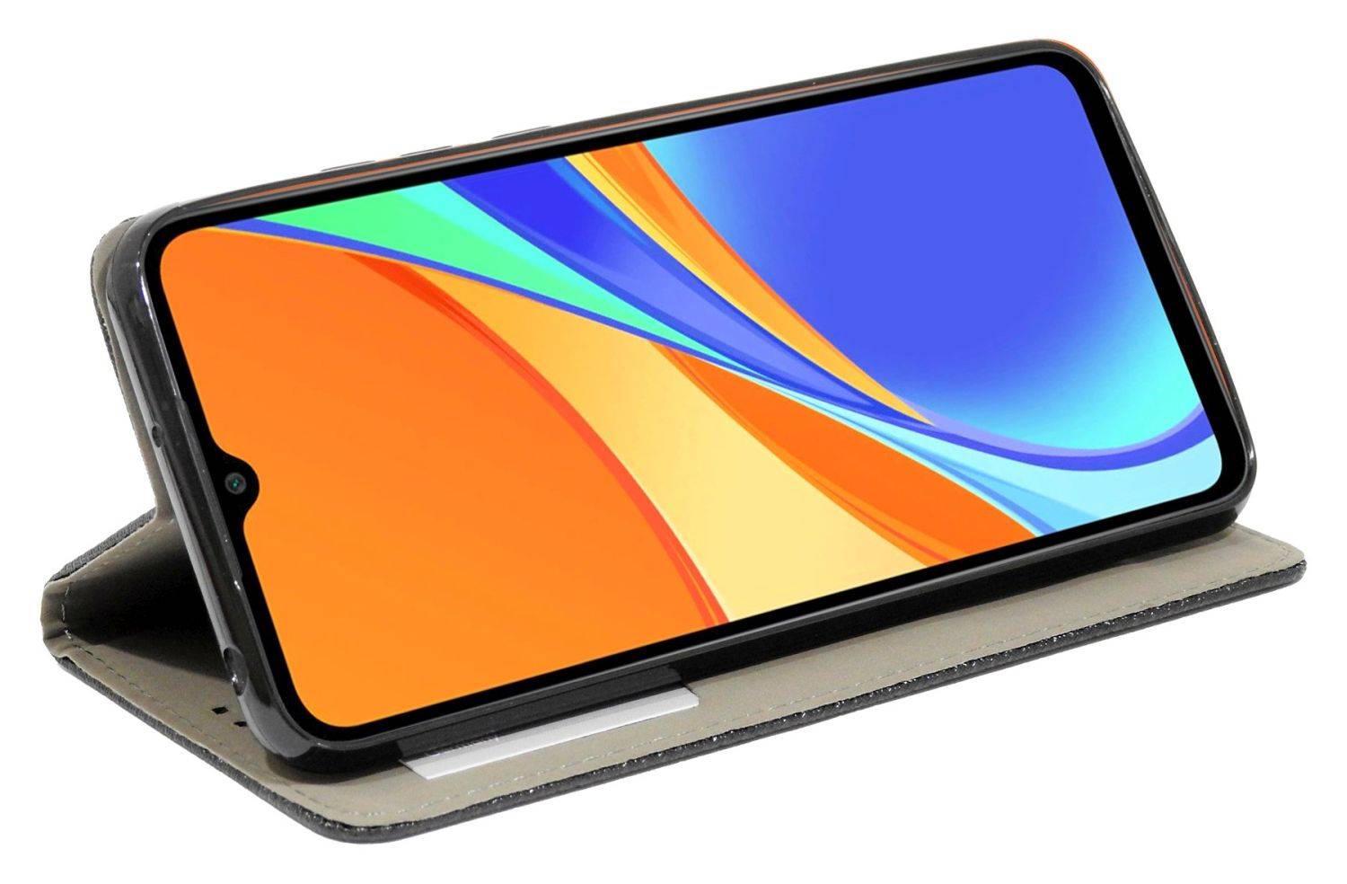 Buch Tasche "Smart" für XIAOMI REDMI 10A 4G Handy Hülle Brieftasche Schutzhülle mit Standfunktion, Kartenfach Schwarz