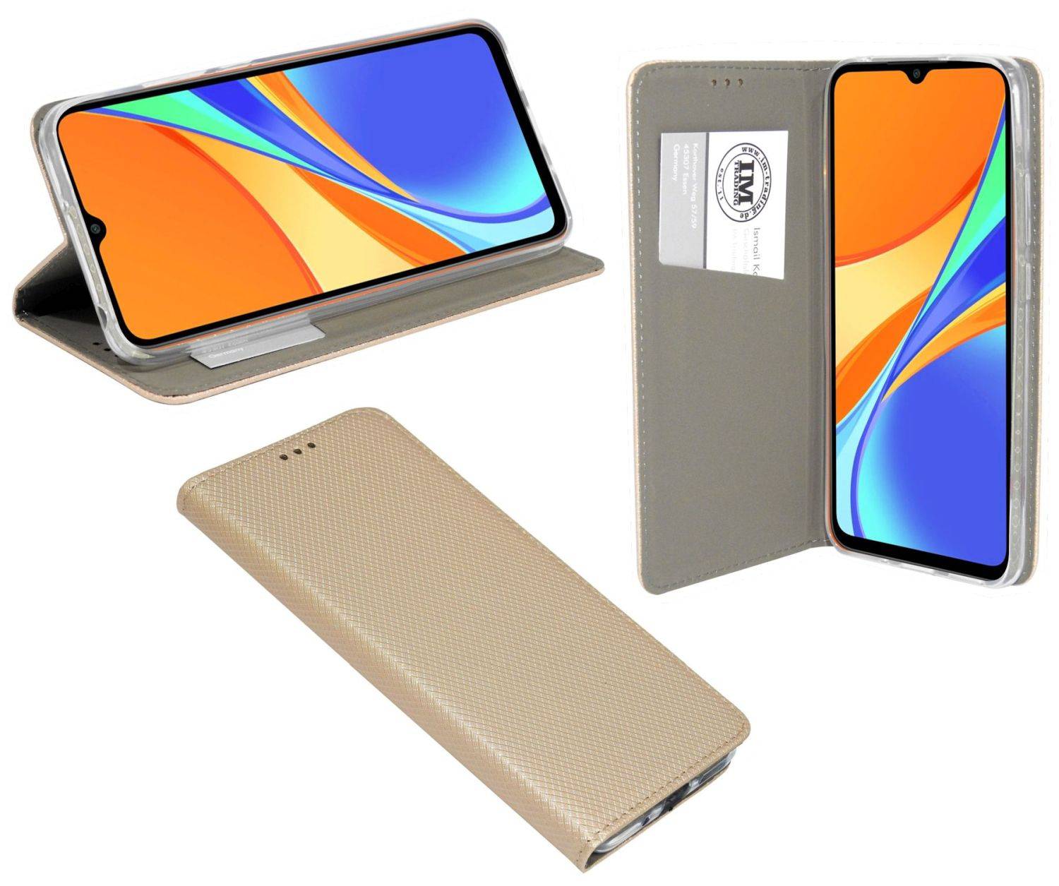 Buch Tasche "Smart" für XIAOMI REDMI 10A 4G Handy Hülle Brieftasche Schutzhülle mit Standfunktion, Kartenfach Gold