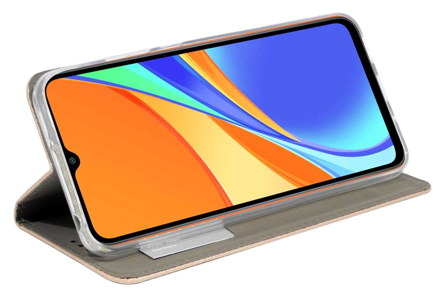 Buch Tasche "Smart" für XIAOMI REDMI 10A 4G Handy Hülle Brieftasche Schutzhülle mit Standfunktion, Kartenfach Gold