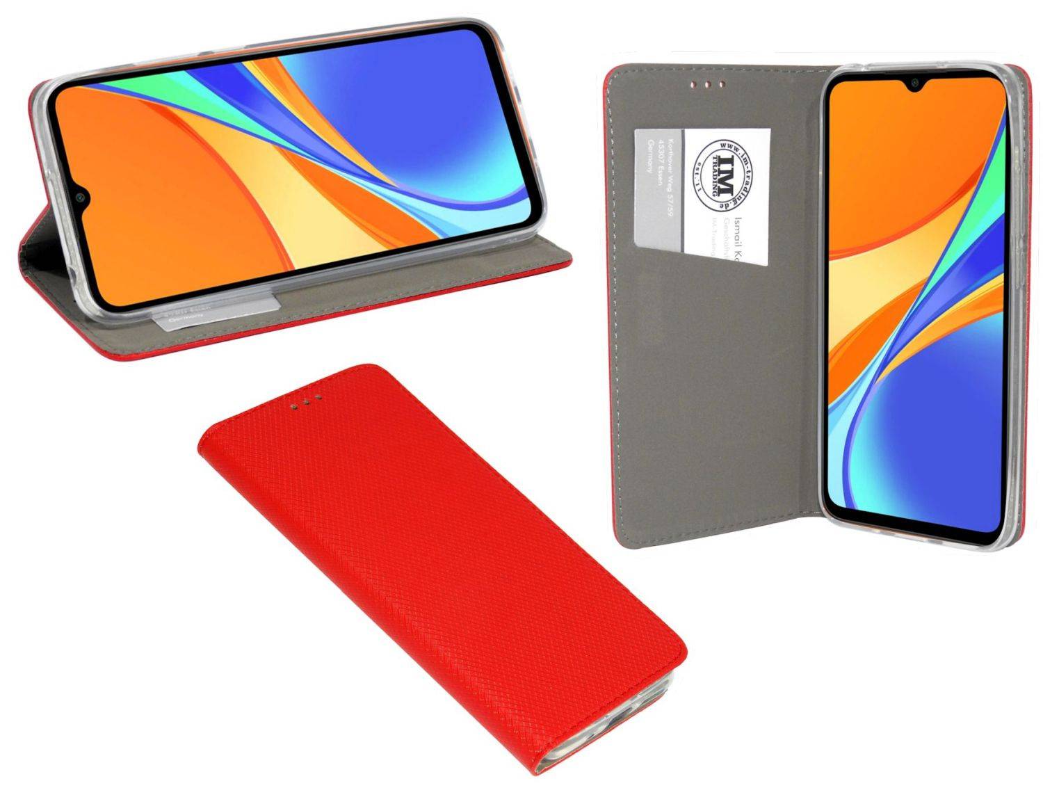Buch Tasche "Smart" für XIAOMI REDMI 10A 4G Handy Hülle Brieftasche Schutzhülle mit Standfunktion, Kartenfach Rot