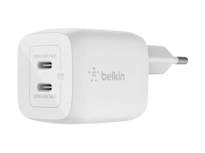 Belkin BoostCharge Pro GaN - Netzteil - PPS- und GaN-Technologie - 45 Watt - Fast Charge, PD 3.0 - 2 Ausgabeanschlussste