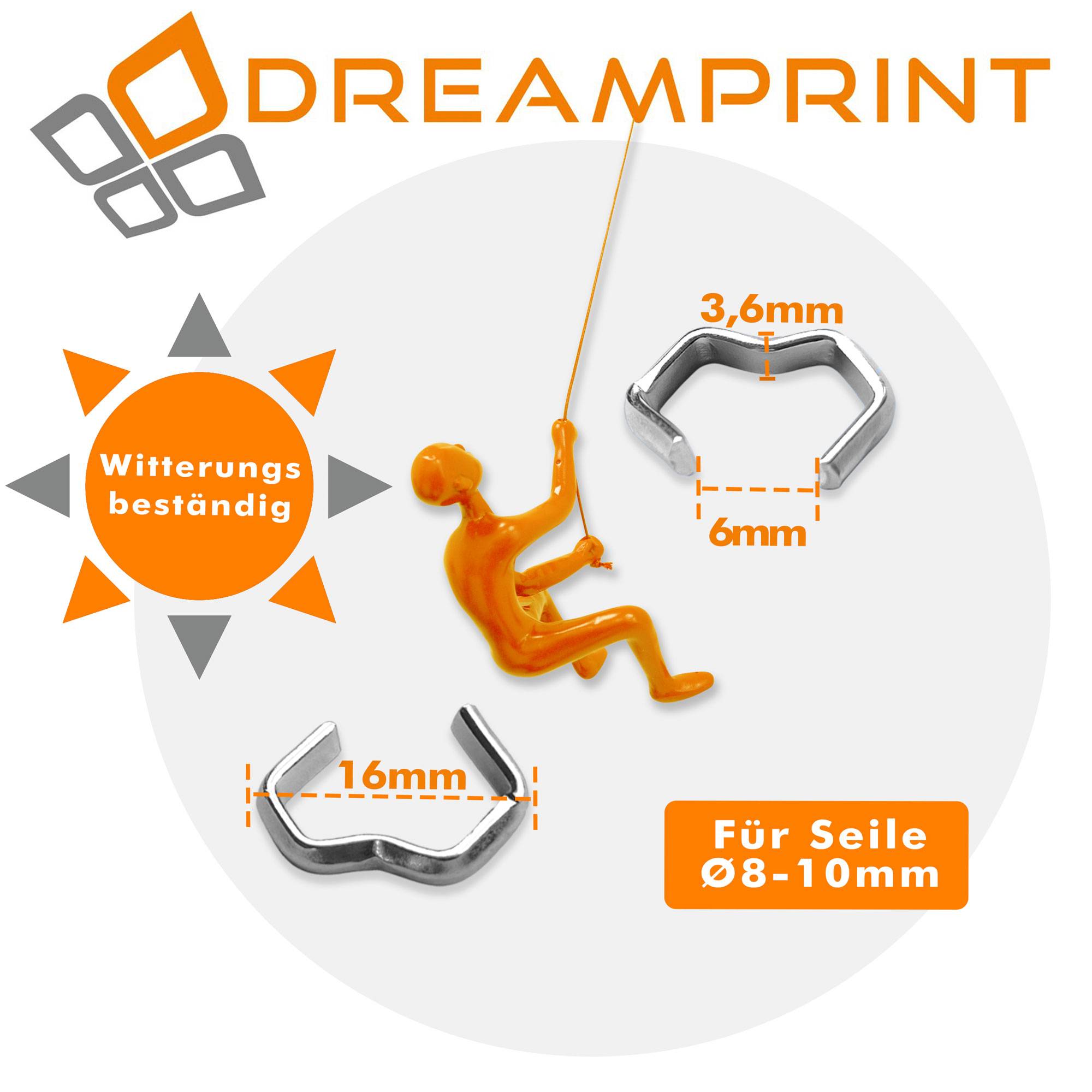 Dreamprint Seilklemmen Set 100 Stück für Ø 6mm Seile, Pressklemmen & Tauwerkklemmen, vielseitige Seilverbinder für Expanderseil, Planenseil & Gumm