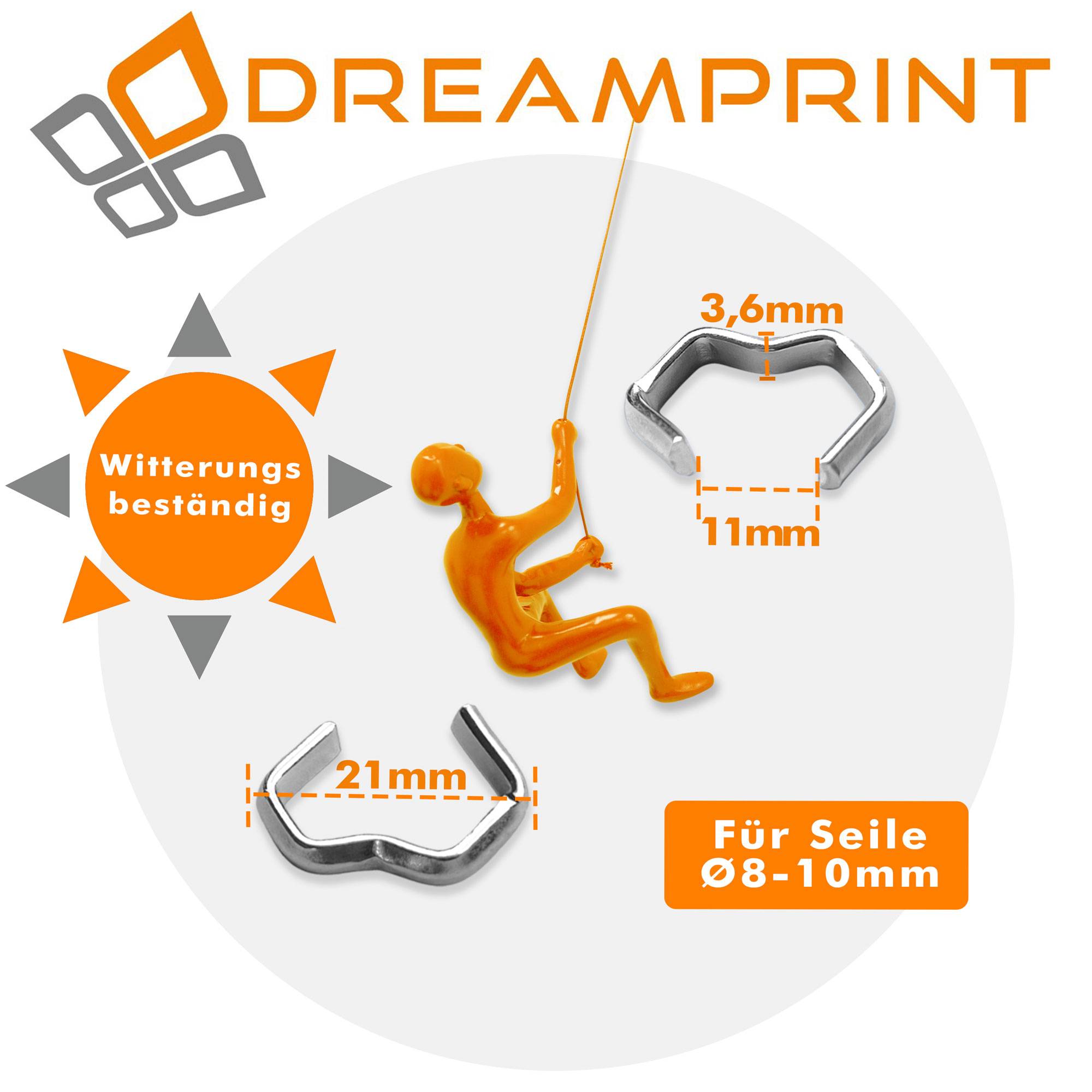 Dreamprint Seilklemmen Set 100 Stück für Ø 8-10mm Seile, Pressklemmen & Tauwerkklemmen, vielseitige Seilverbinder für Expanderseil, Planenseil &