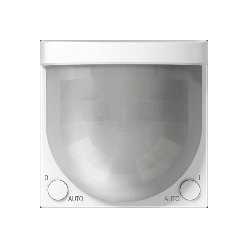 Ein weißer Bewegungssensor mit zwei Einstellungen, die mit „Auto