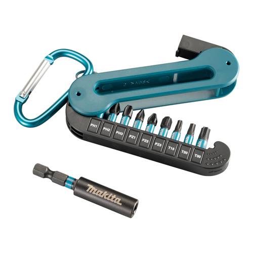 MAKITA E-12005 - Impact Black Bit-Set (1/4"-Sechskantaufnahme | 10-teilig | incl. Karabinerhaken)