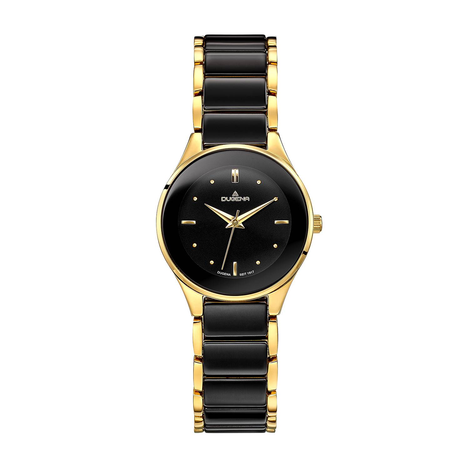 Dugena Damen-Armbanduhr Amica Ceramica, Quarz, Keramik-Edelstahl, 3 bar