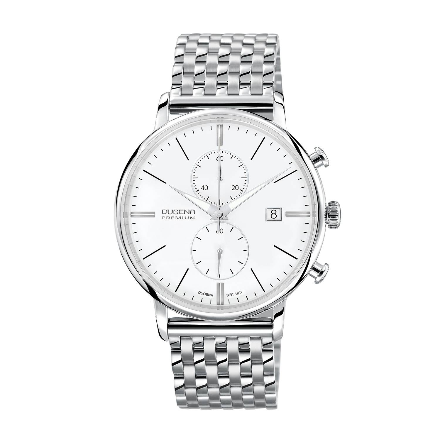 Dugena Festa Chrono Herren-Armbanduhr, Chronograph, Edelstahl, Saphirglas, 5 bar