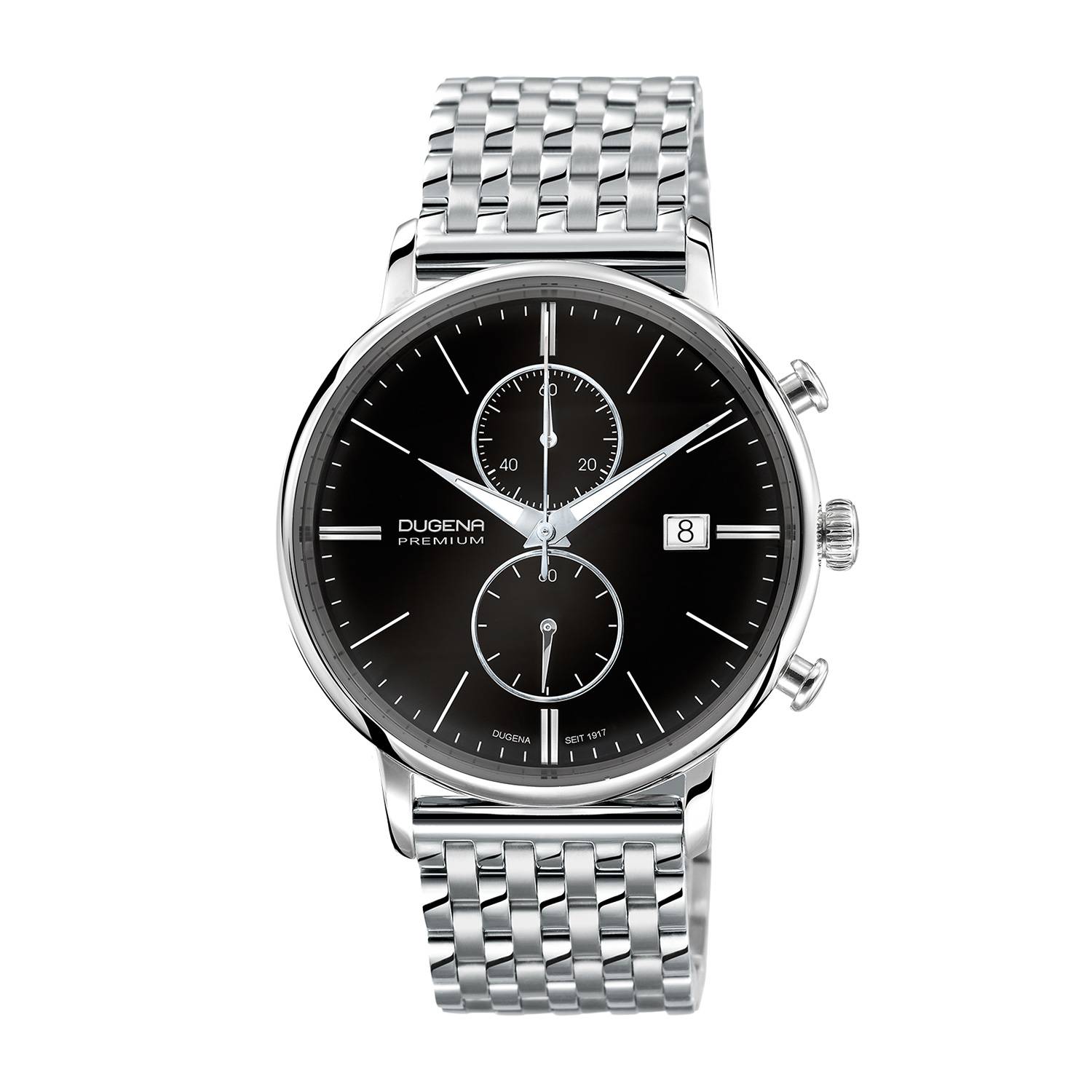 Dugena Festa Chrono Herren-Armbanduhr, Chronograph, Edelstahl, Saphirglas, 5 bar