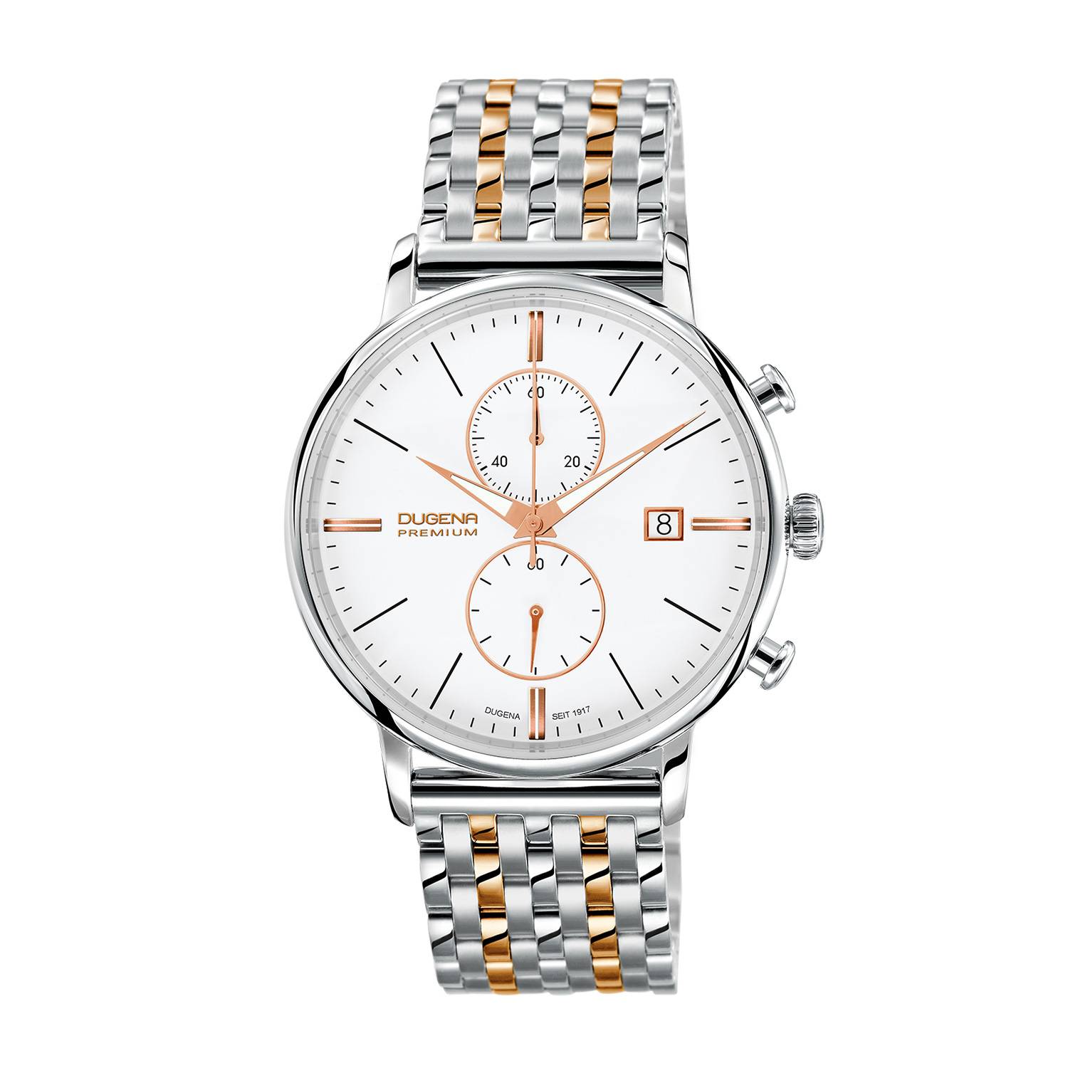 Dugena Festa Chrono Herren-Armbanduhr, Chronograph, Edelstahl, Saphirglas, 5 bar