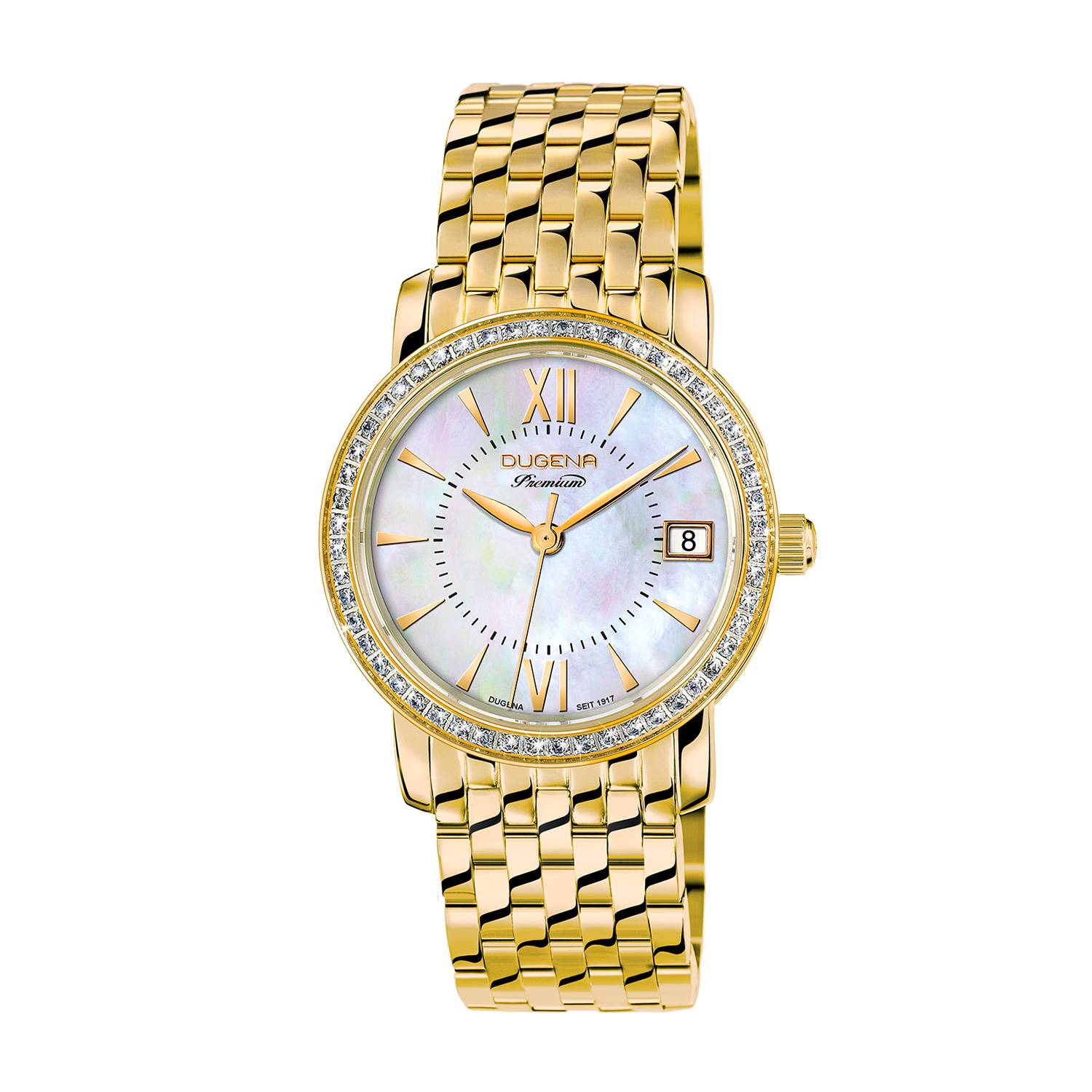 Dugena Damen-Armbanduhr Rondo Petit Stone, Quarz, Edelstahl, 54 Zirkonia, 5 bar