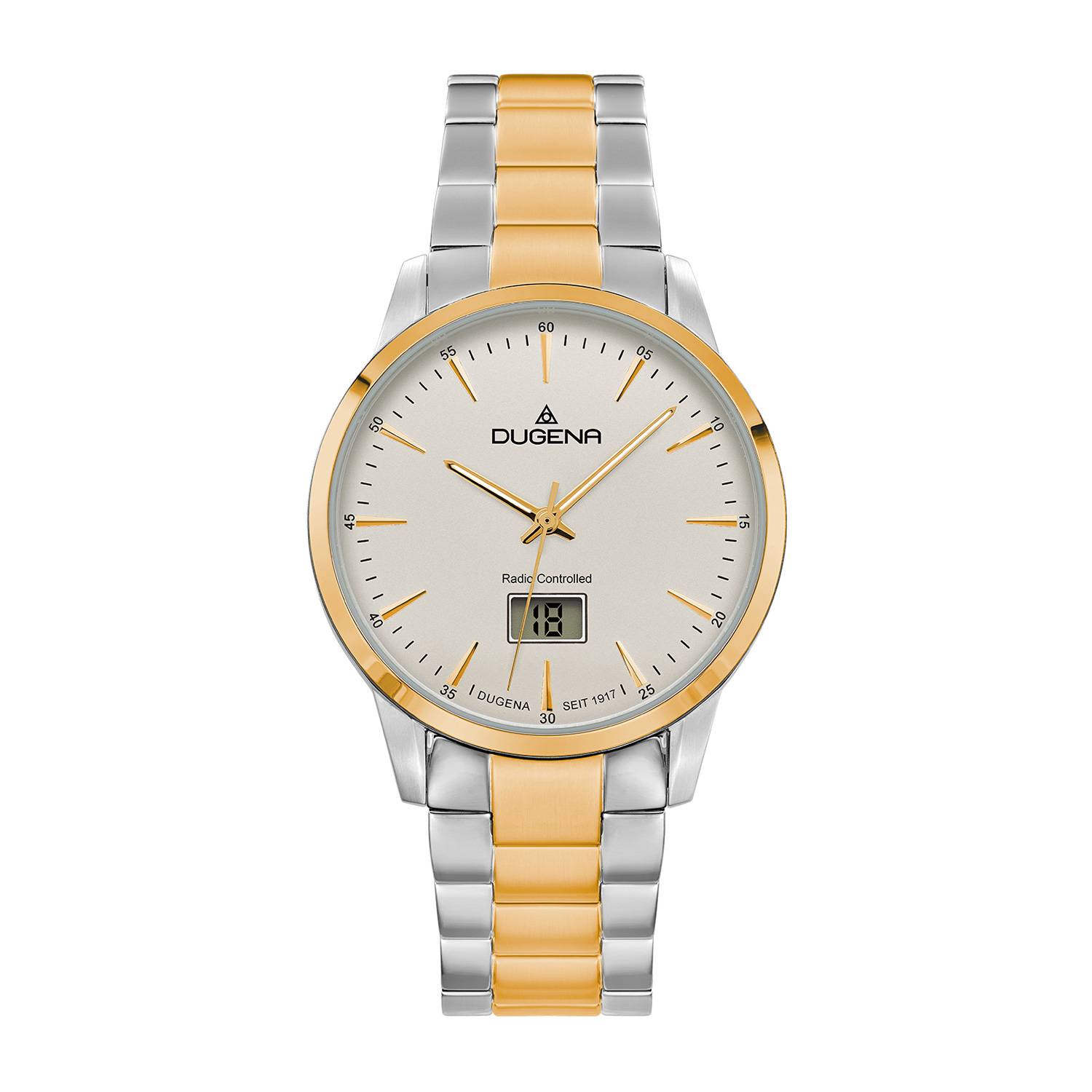 Dugena Herren-Armbanduhr Momentum, Funk, digitales Datum, Edelstahl, 5 bar