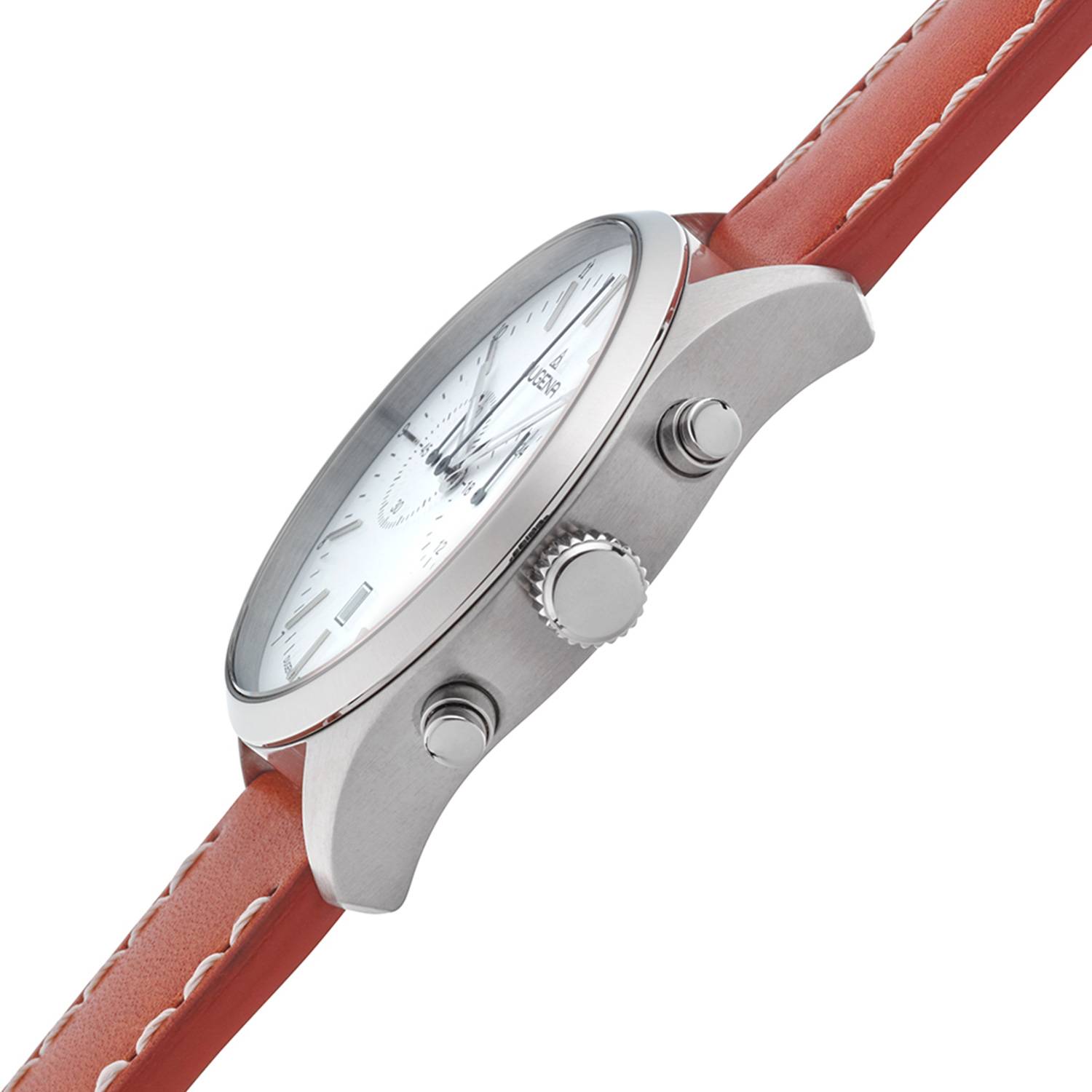 Dugena Herren-Armbanduhr, Dakar Chrono, Quarz, Edelstahl, Lederarmband, 10 bar
