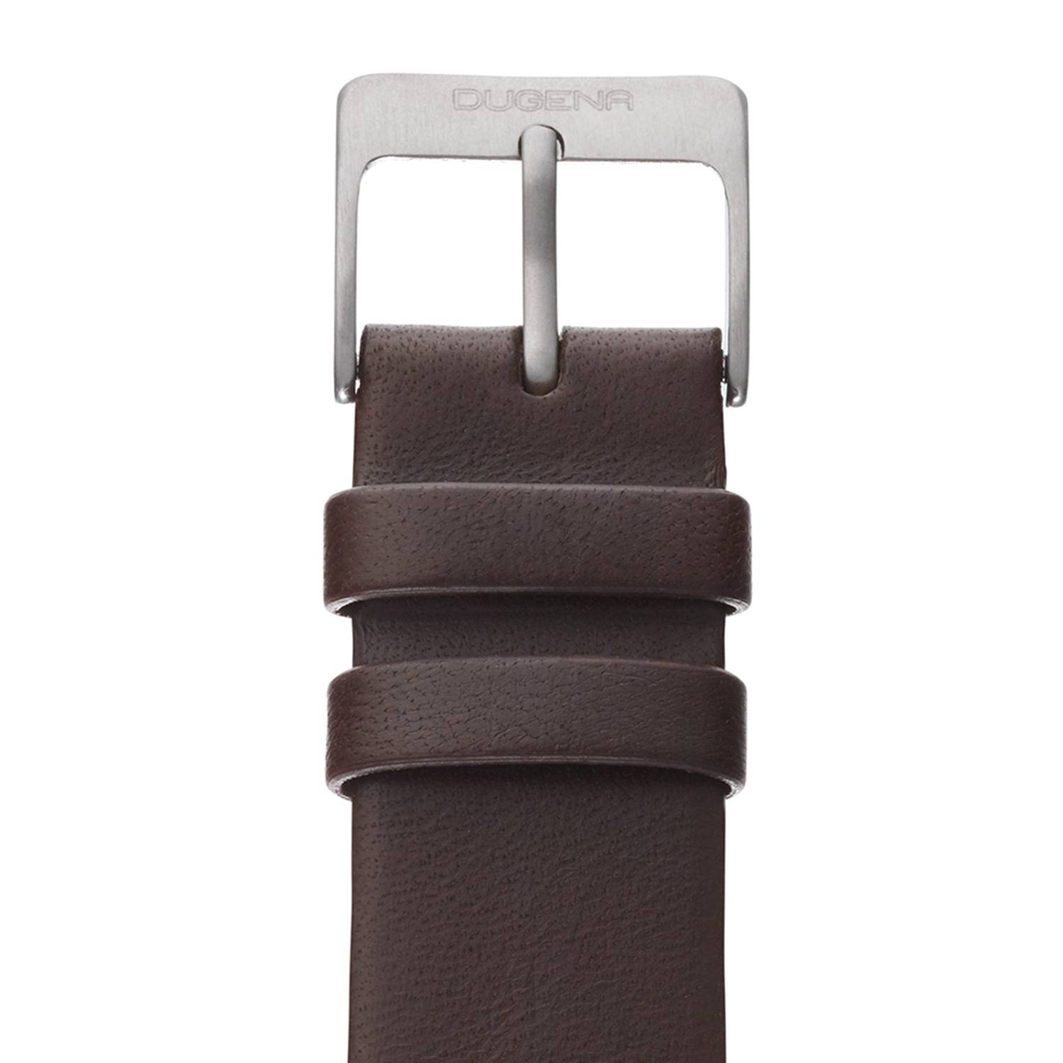 Dugena Herren-Armbanduhr, Plano, Quarz, Edelstahl, Lederarmband, 3 bar