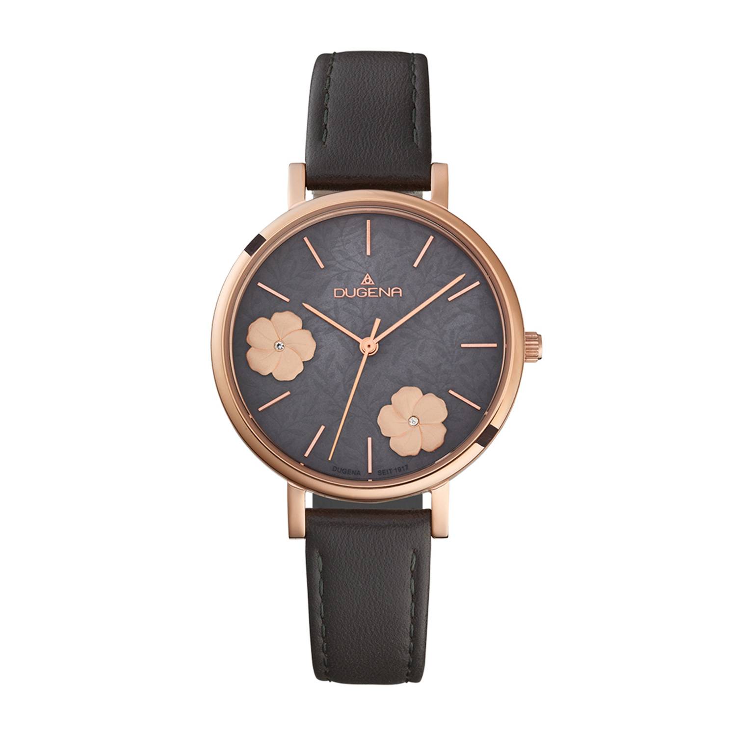 Dugena Armbanduhr für Mädchen, Mendy, Quarz, Edelstahl, Lederarmband, 3 bar