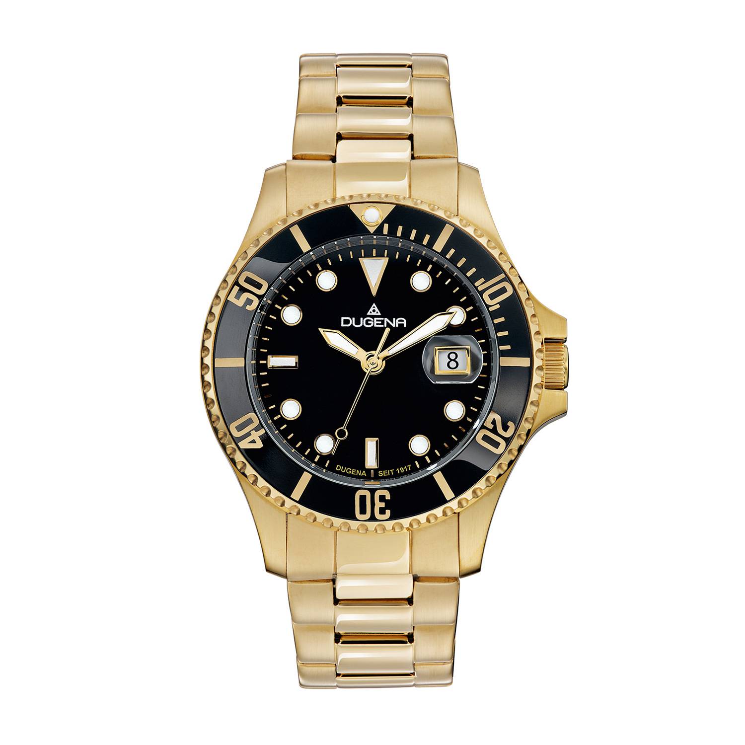 Dugena Herren-Armbanduhr Diver, Quarz, Indexe, Edelstahlgehäuse, 30 bar