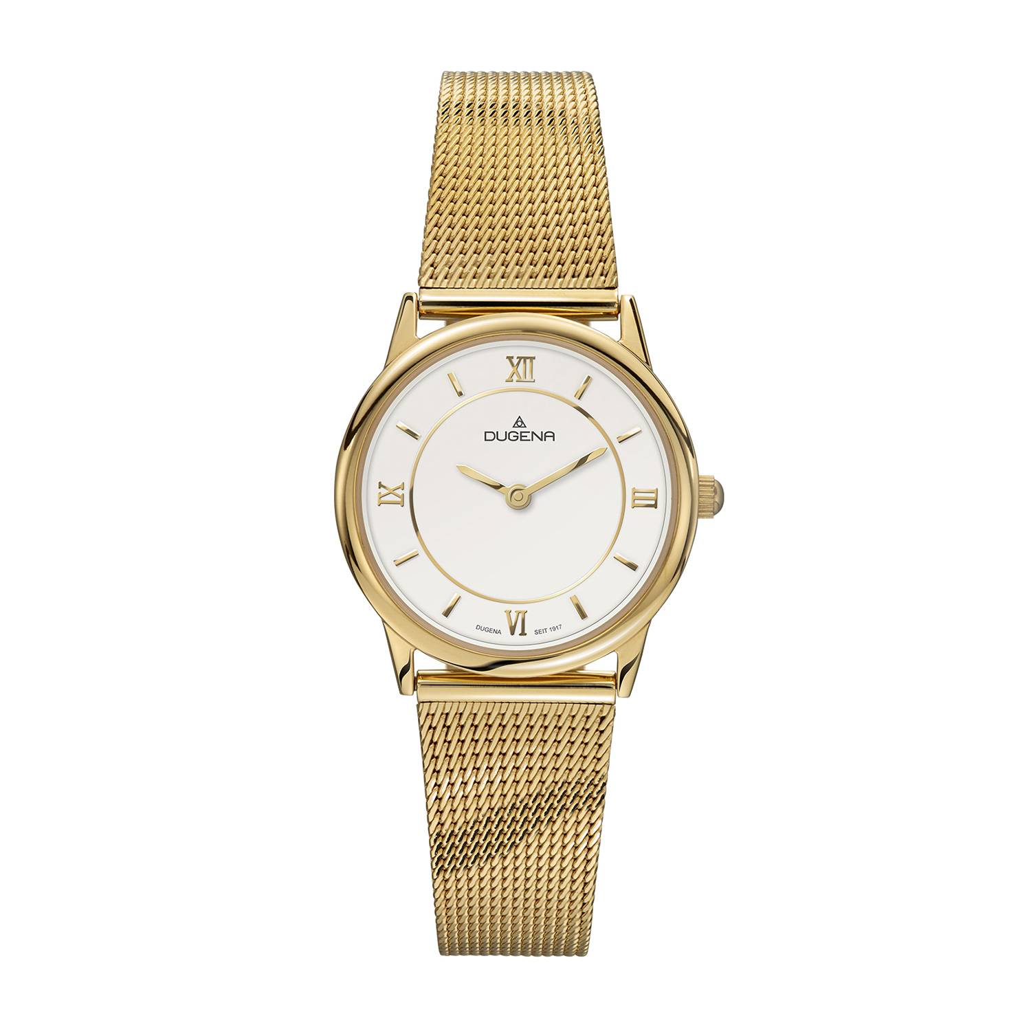 DUGENA Damenuhr Modena, Quarz, Edelstahl, gehärtetes Mineralglas, Milanaiseband